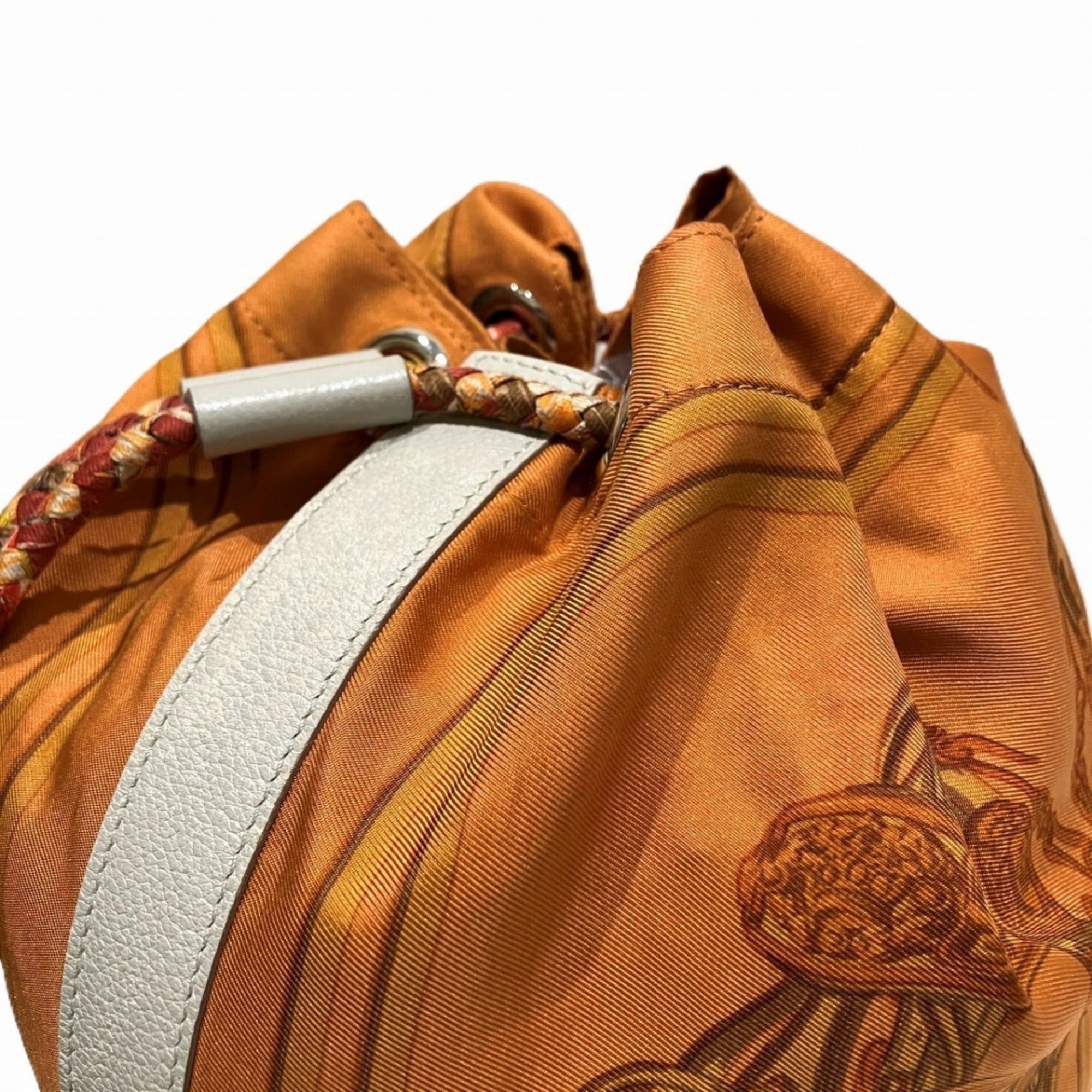 Hermes Orange Silk Leather Shoulder Bag (Pre-Owned)