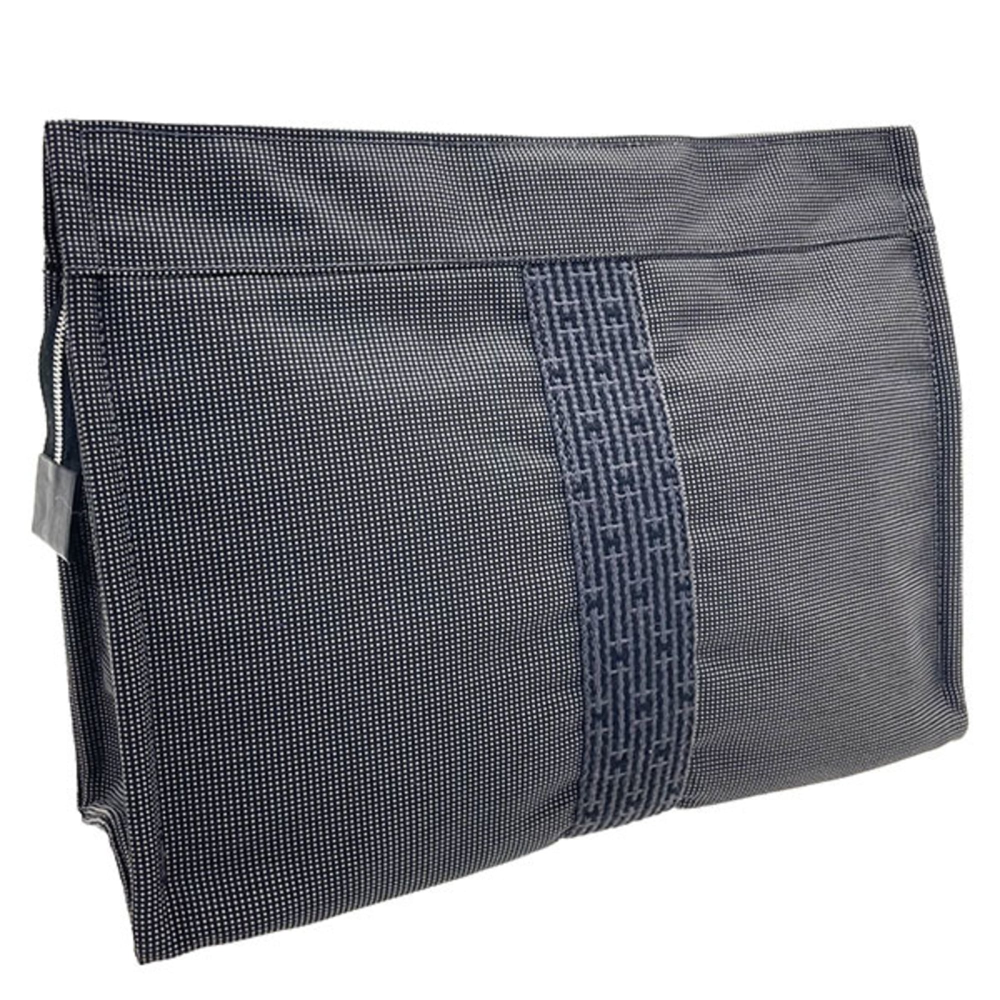 Hermes Gray Nylon Canvas Pouch (Pre-Owned)