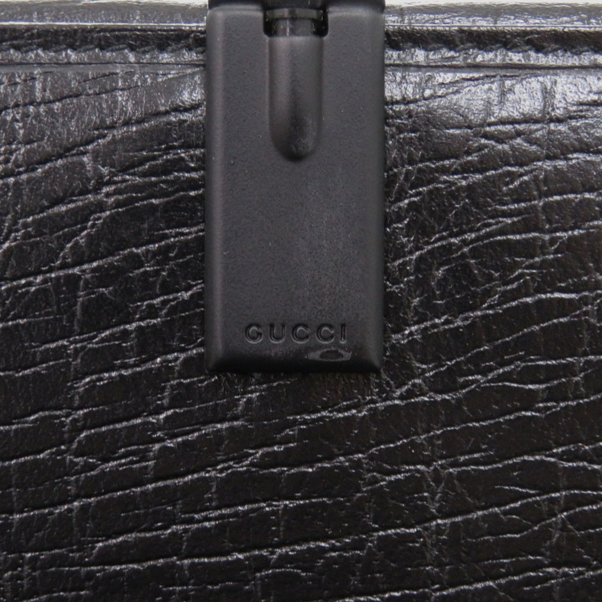 Gucci Black Brown Leather Long Wallet (Bi-Fold) (Pre-Owned)