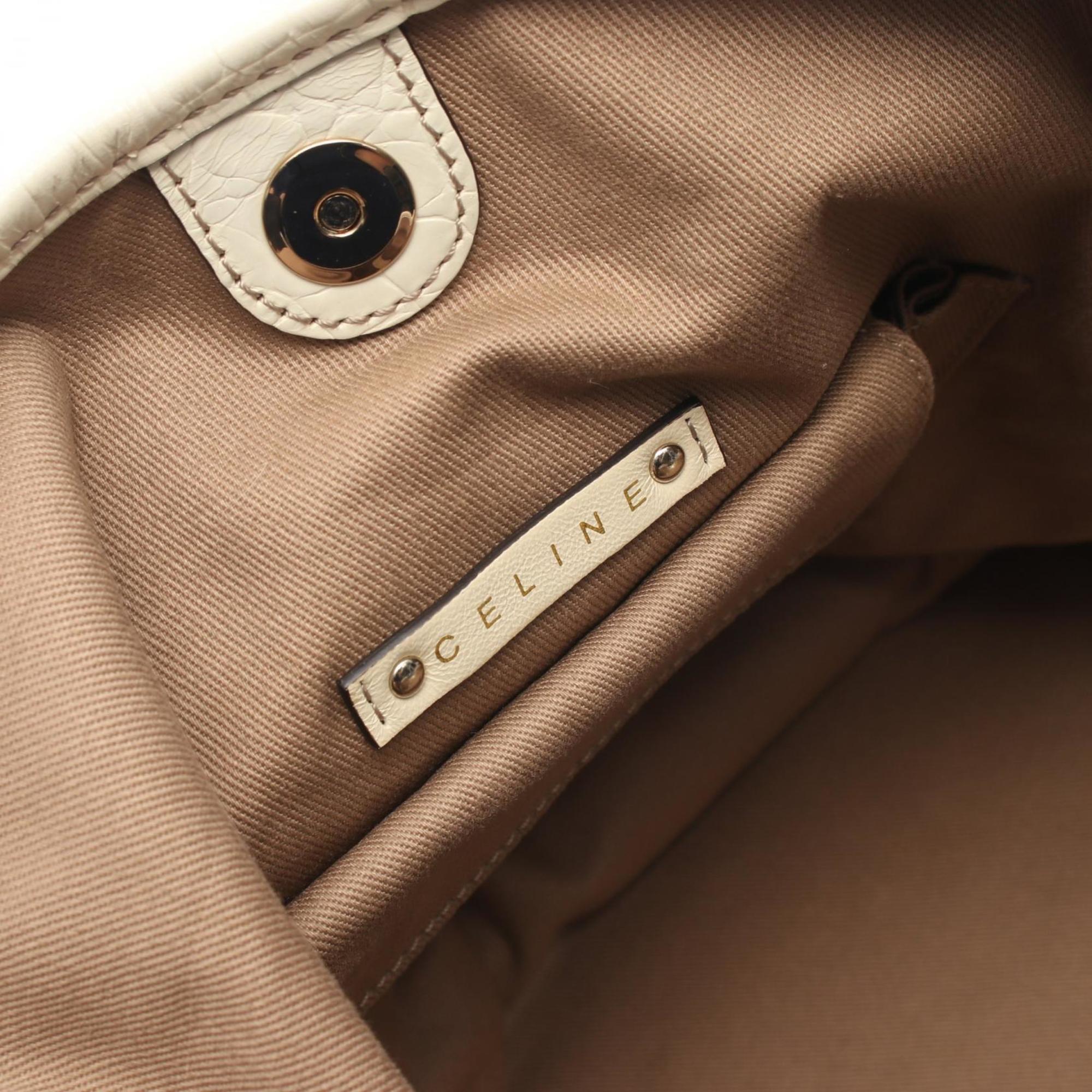Celine Beige Ivory Coated Canvas Leather Handbag Tote Bag (Pre-Owned)