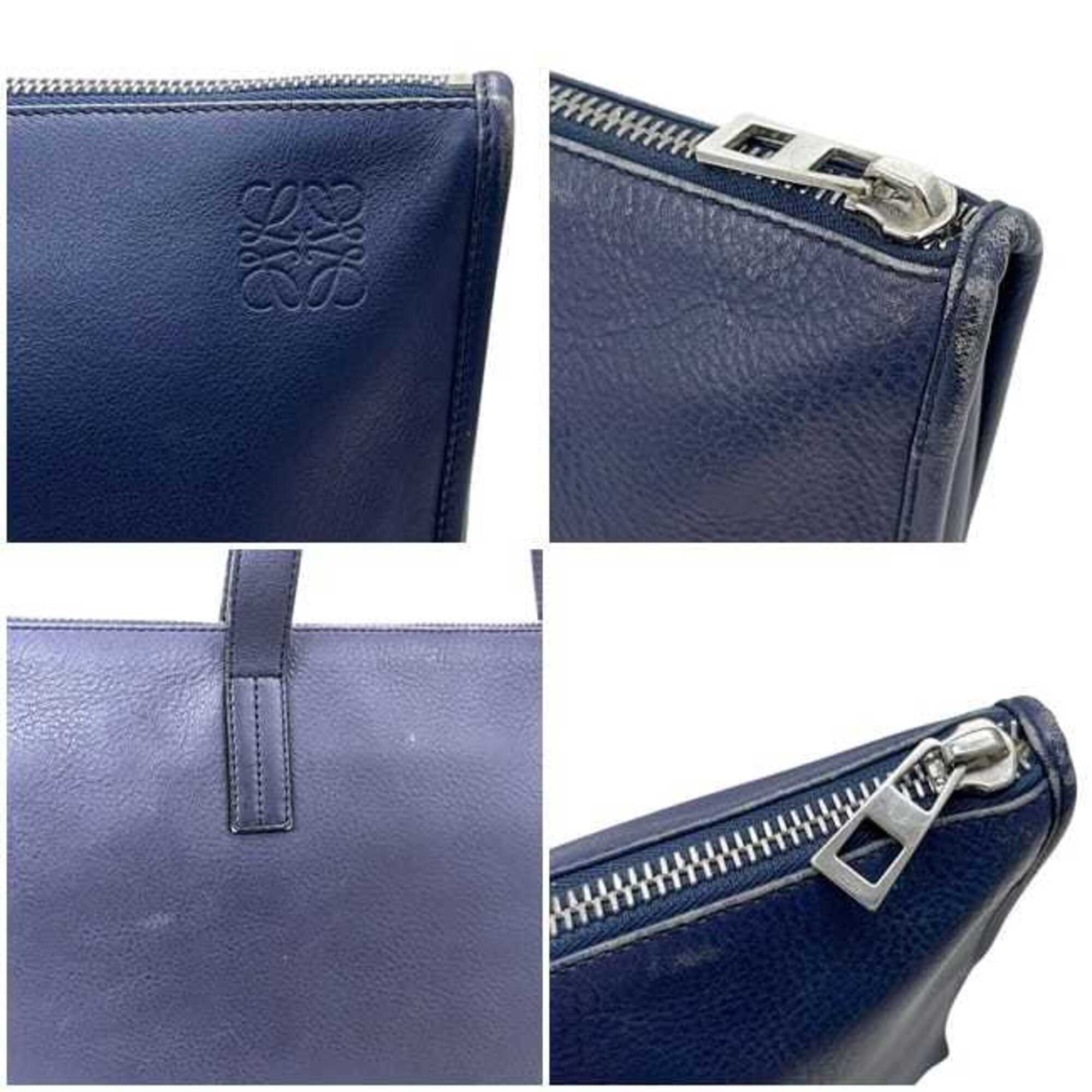 Loewe Navy Leather Briefcase (Pre-Owned)