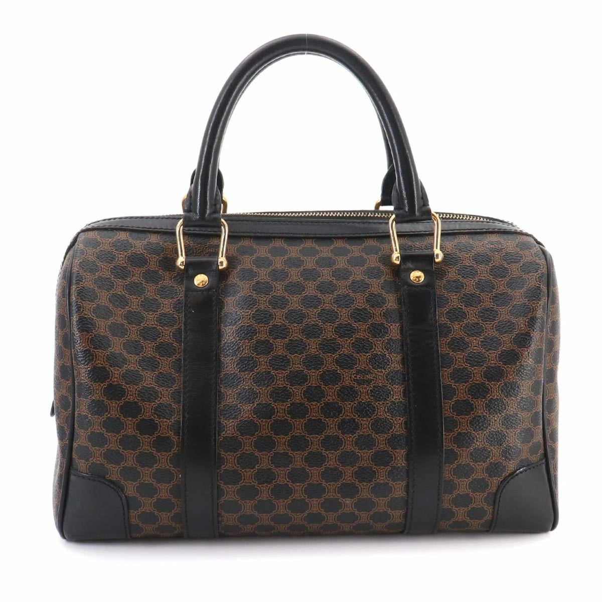 Celine Black Brown Pvc Leather Boston Bag Handbag (Pre-Owned)