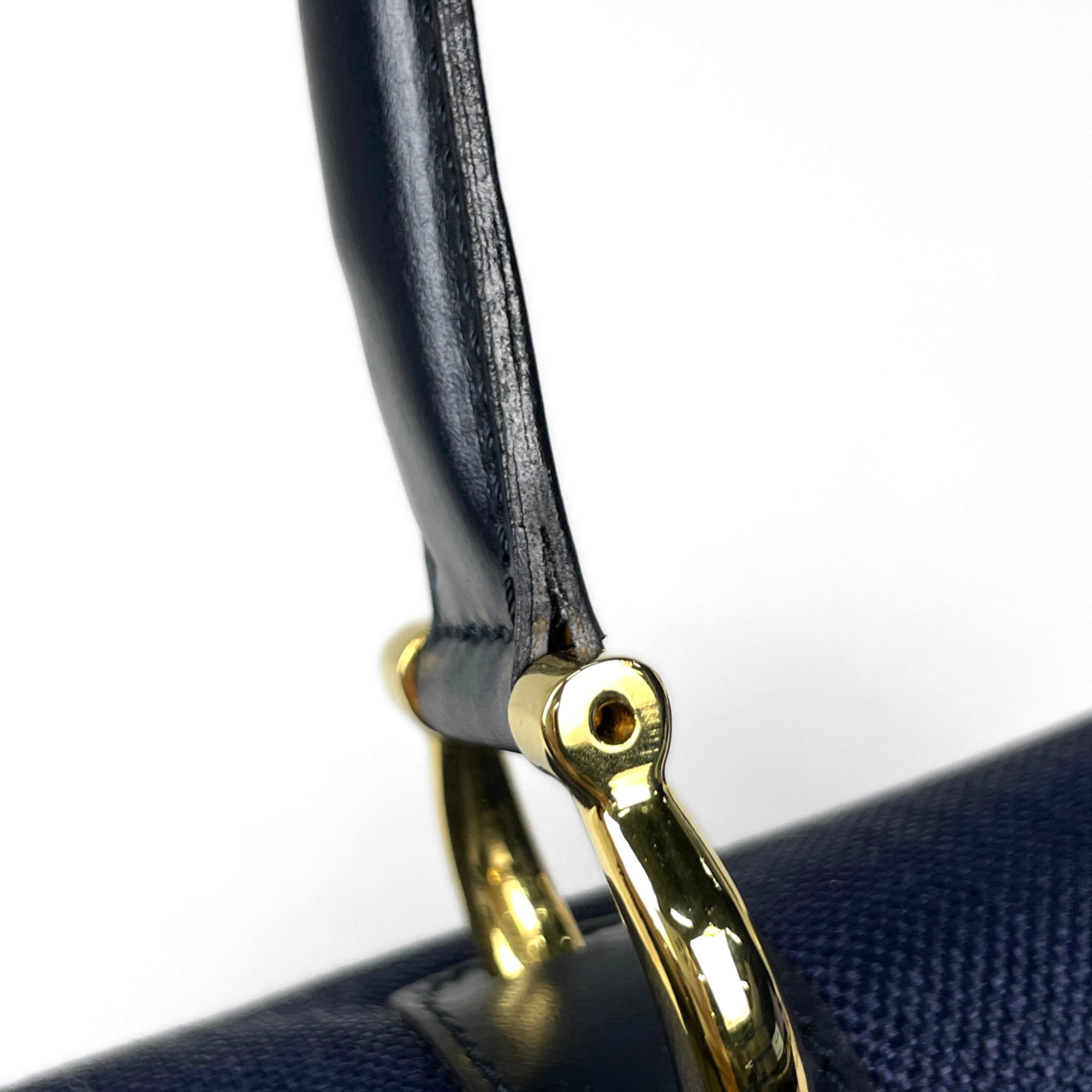 Celine Navy Canvas Leather Handbag (Pre-Owned)
