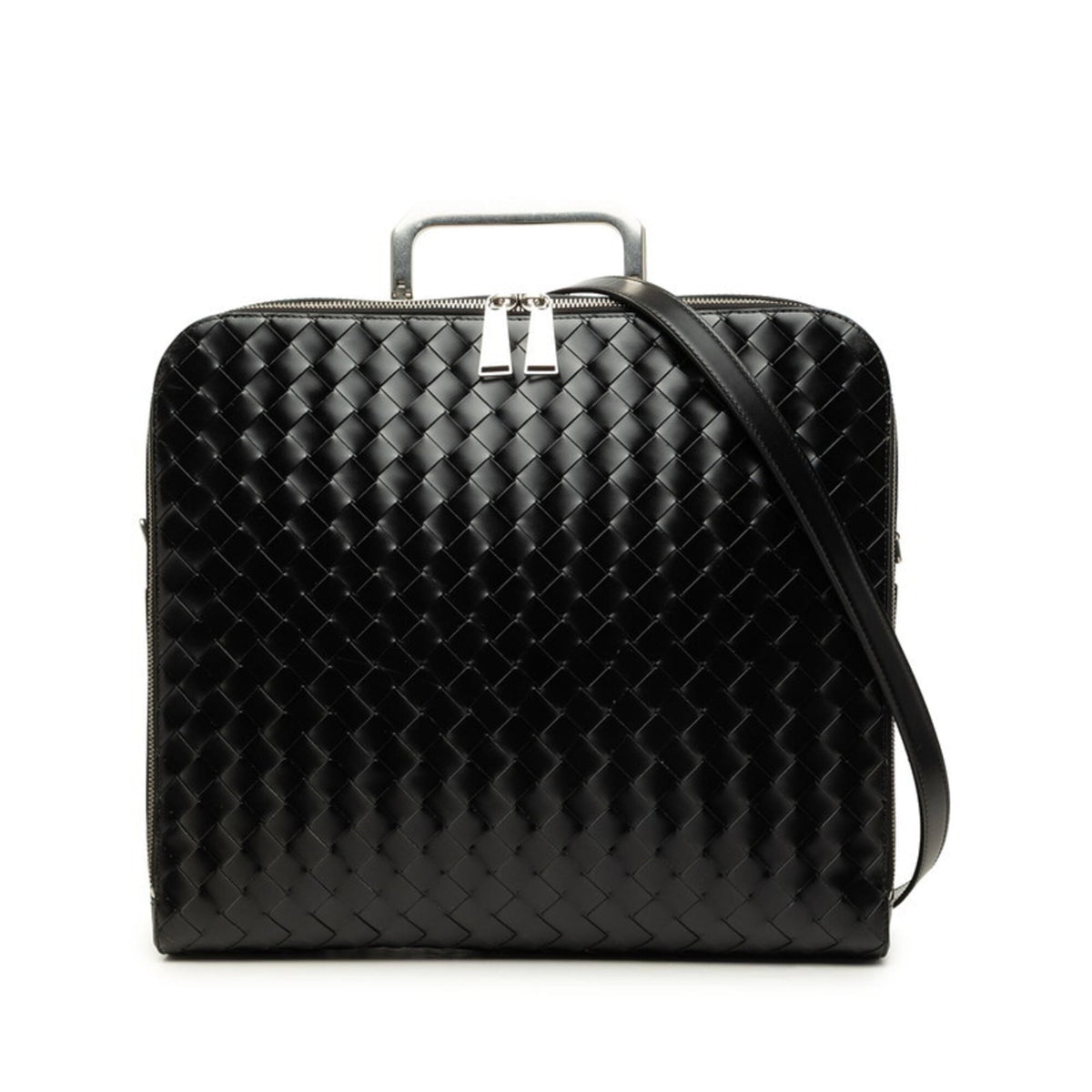 Bottega Veneta Intrecciato Black Leather Briefcase (Pre-Owned)