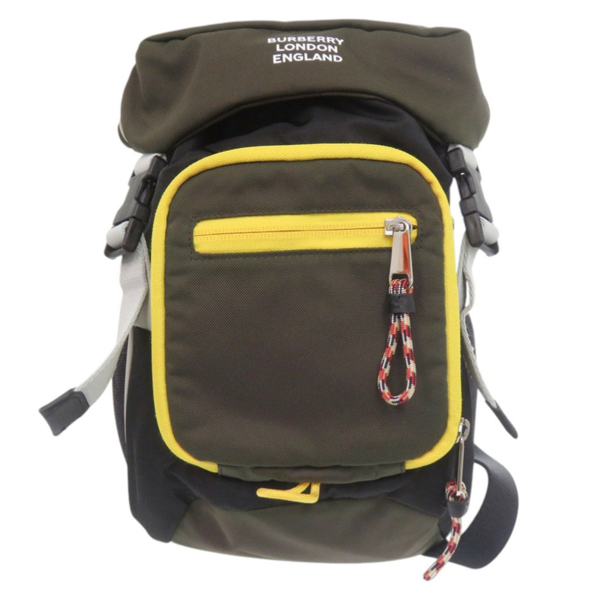 Burberry Black Khaki Yellow Nylon Acrylic Backpack (Pre-Owned)
