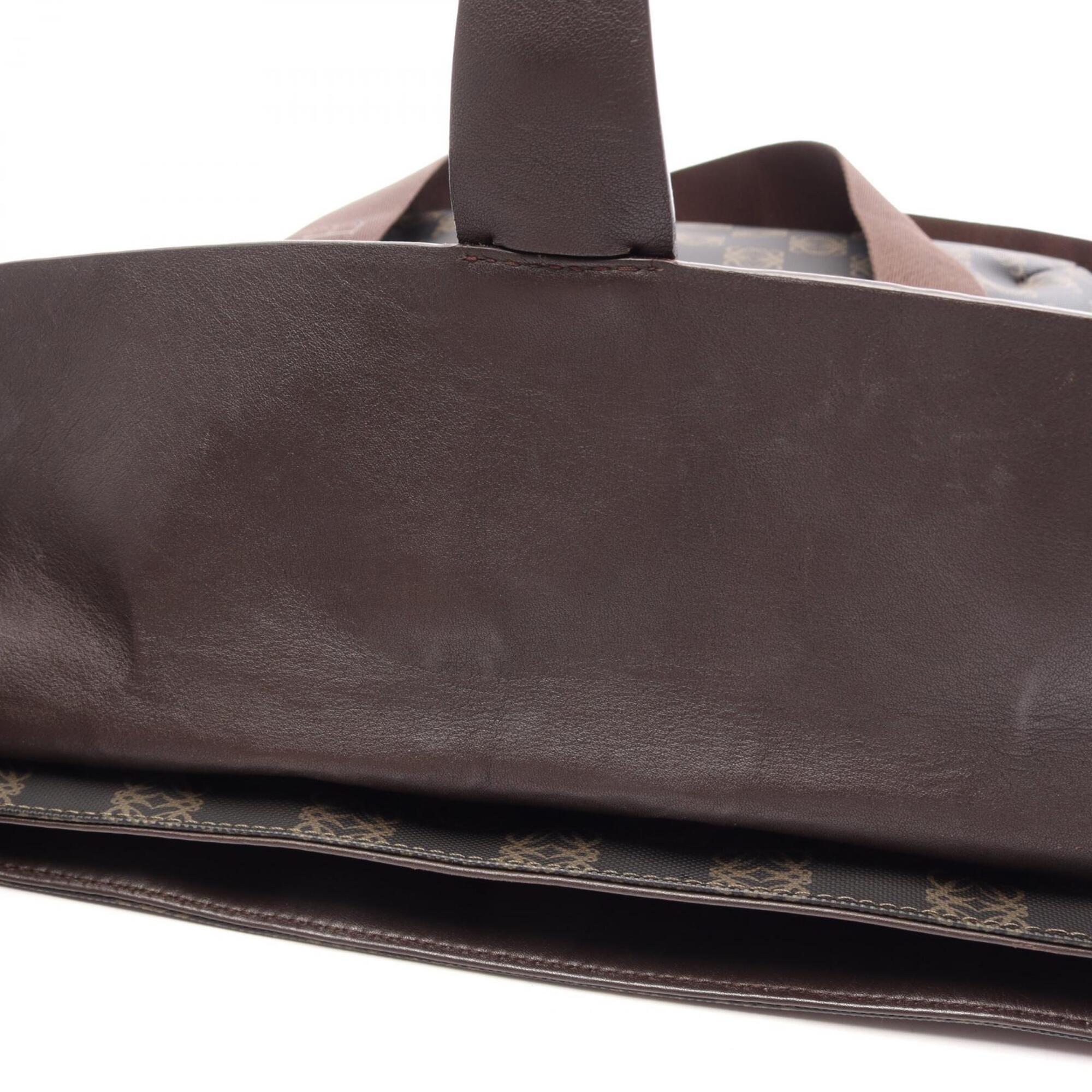 Loewe Black Brown Coated Canvas Leather Handbag Shoulder Bag (Pre-Owned)