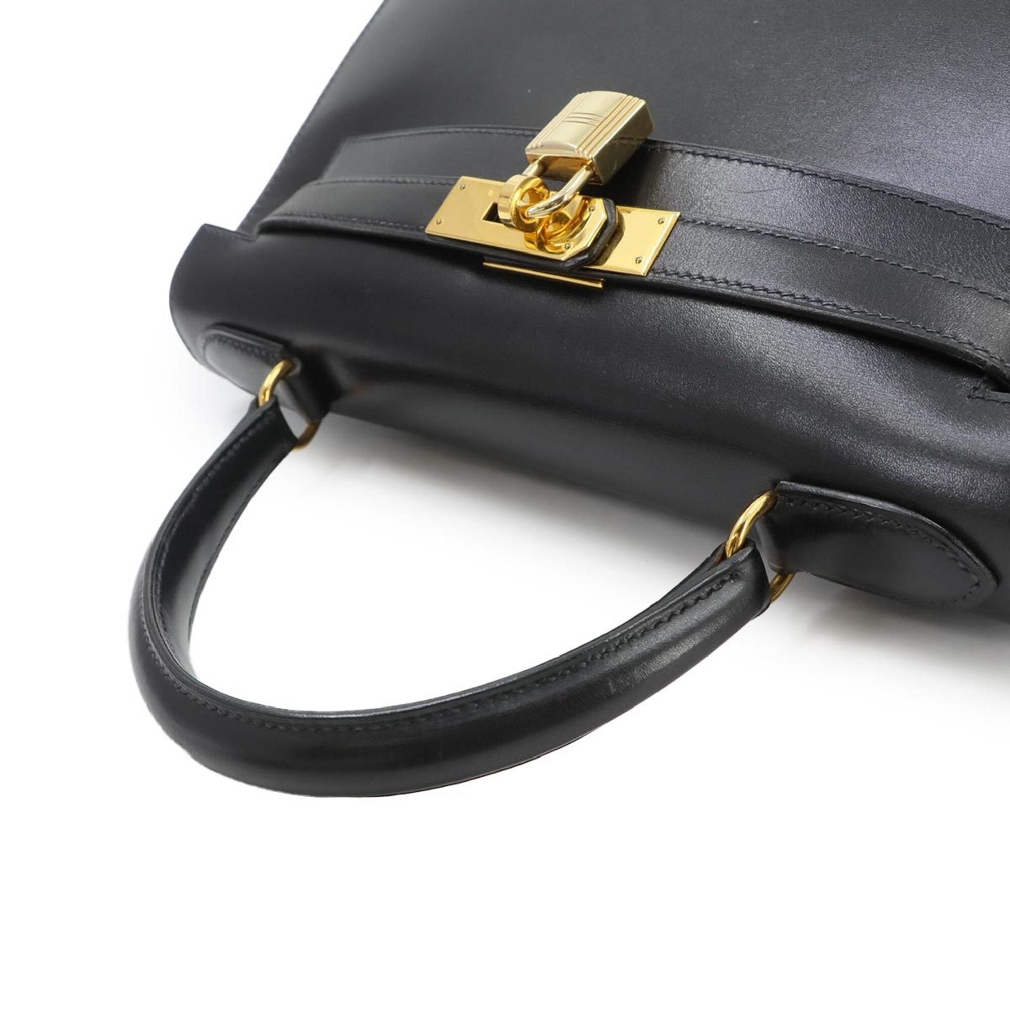 Hermes Black Box Calf Leather Handbag (Pre-Owned)