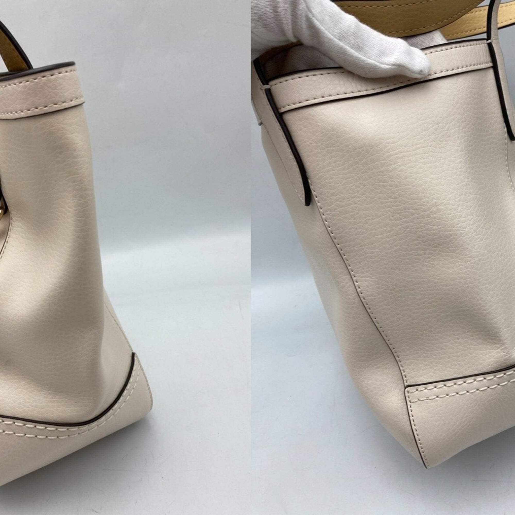 Coach Off-White Leather Tote Bag (Pre-Owned)