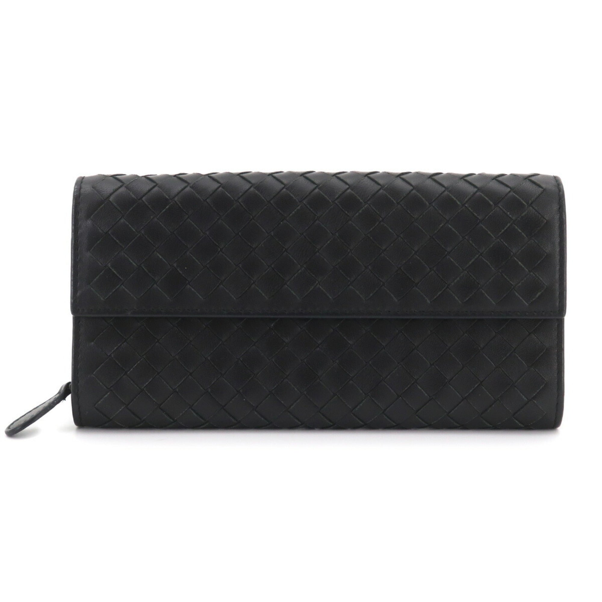 Bottega Veneta Black Intrecciato Long Wallet (Bi-Fold) (Pre-Owned)