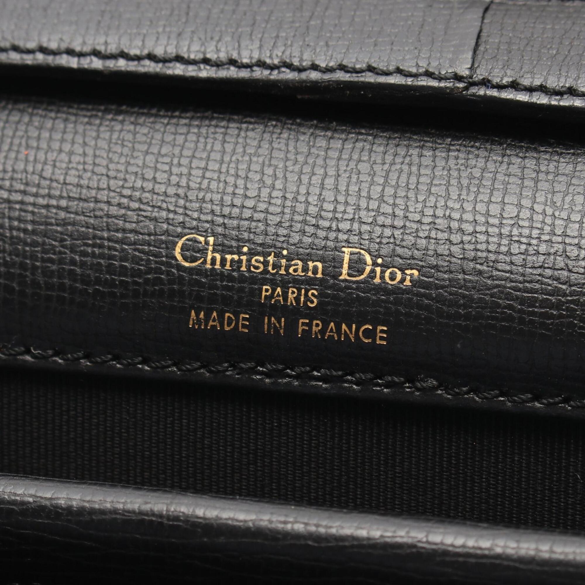 Christian Dior Black Leather Handbag Shoulder Bag (Pre-Owned)