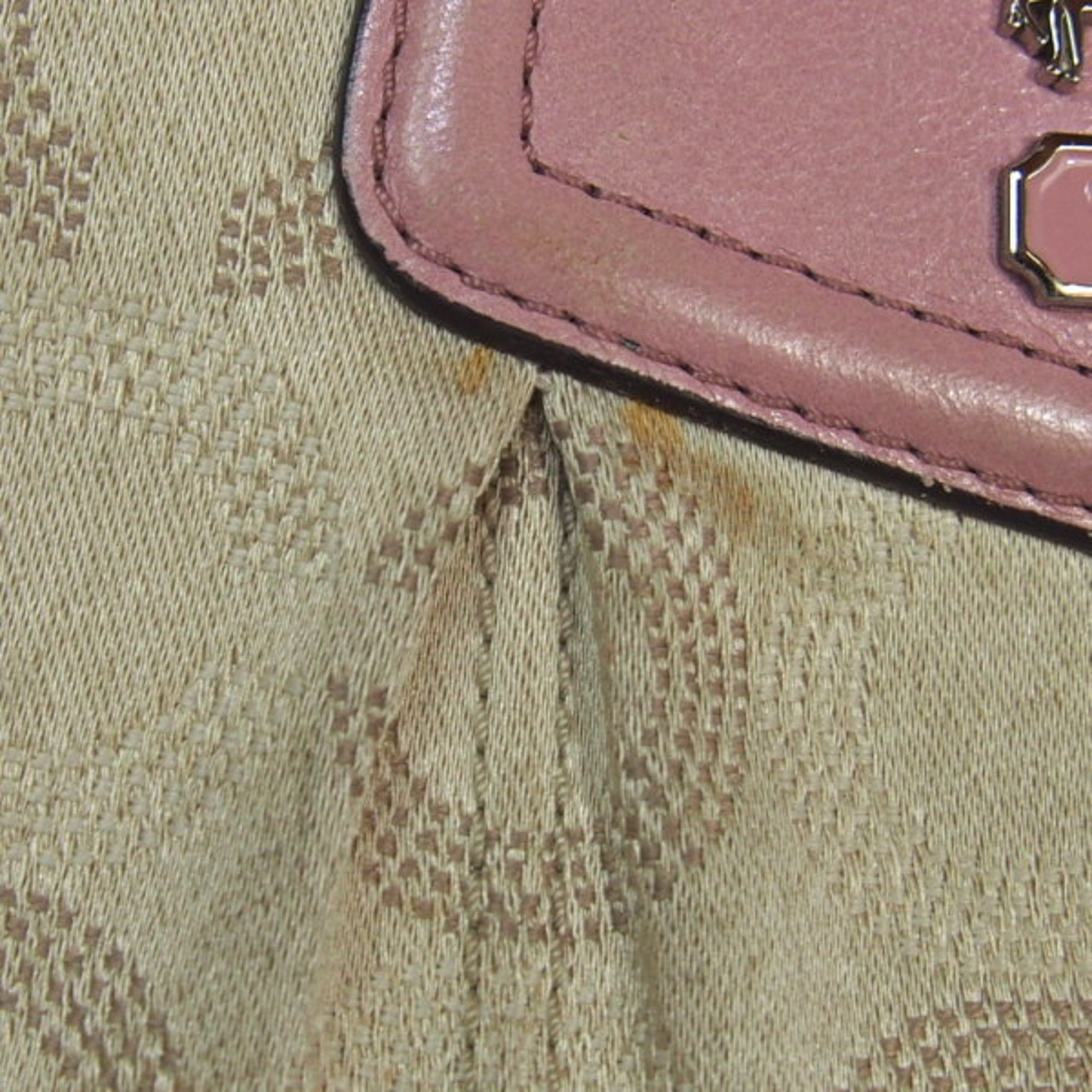 Coach Beige Pink Canvas Long Wallet (Bi-Fold) (Pre-Owned)