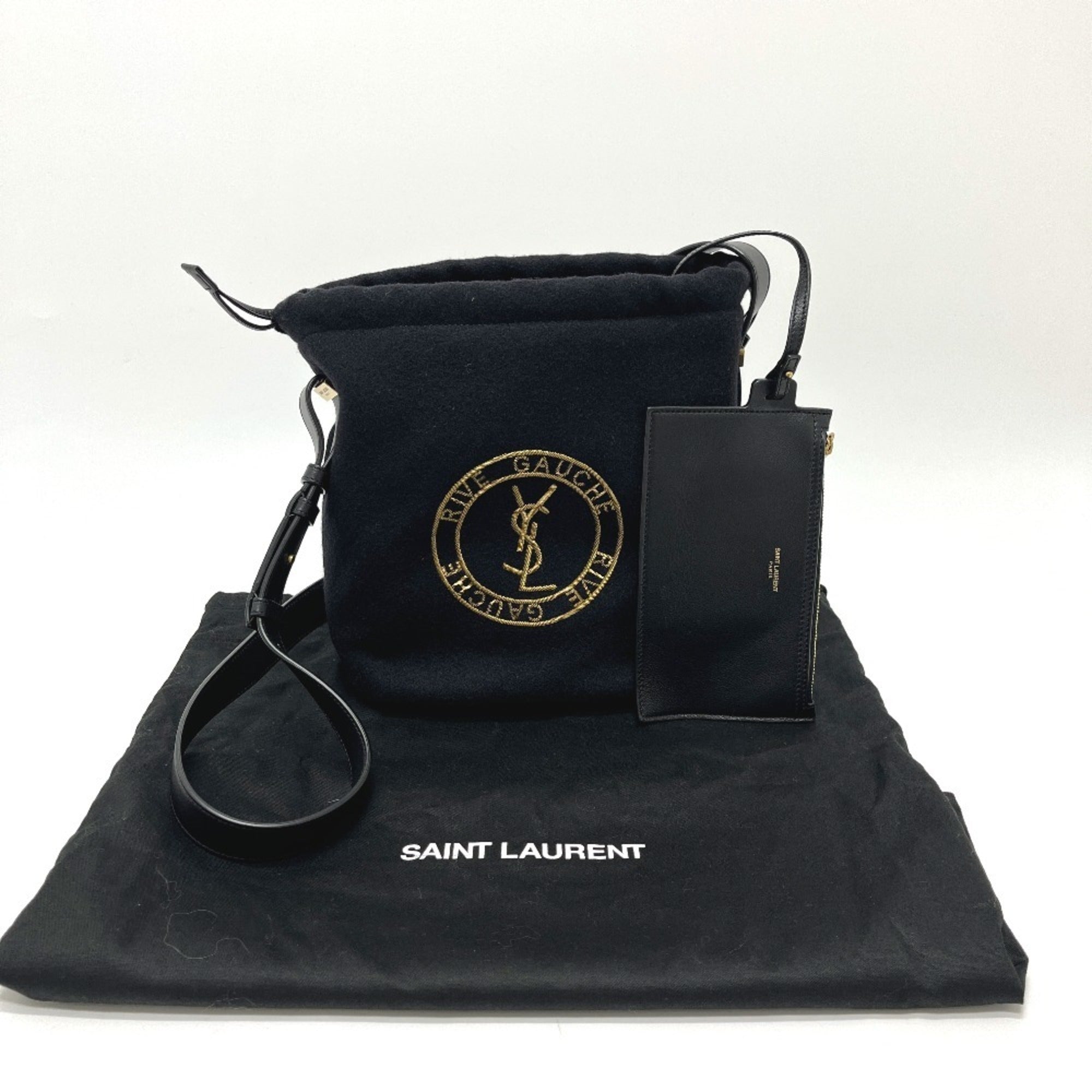 Yves Saint Laurent Black Canvas Handbag Shoulder Bag (Pre-Owned)