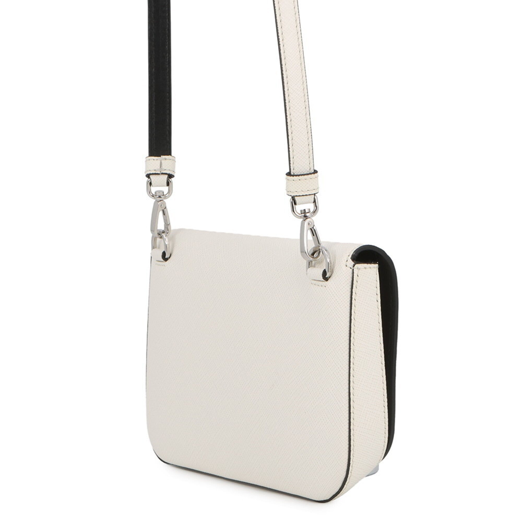 Prada Saffiano White Leather Handbag Shoulder Bag (Pre-Owned)