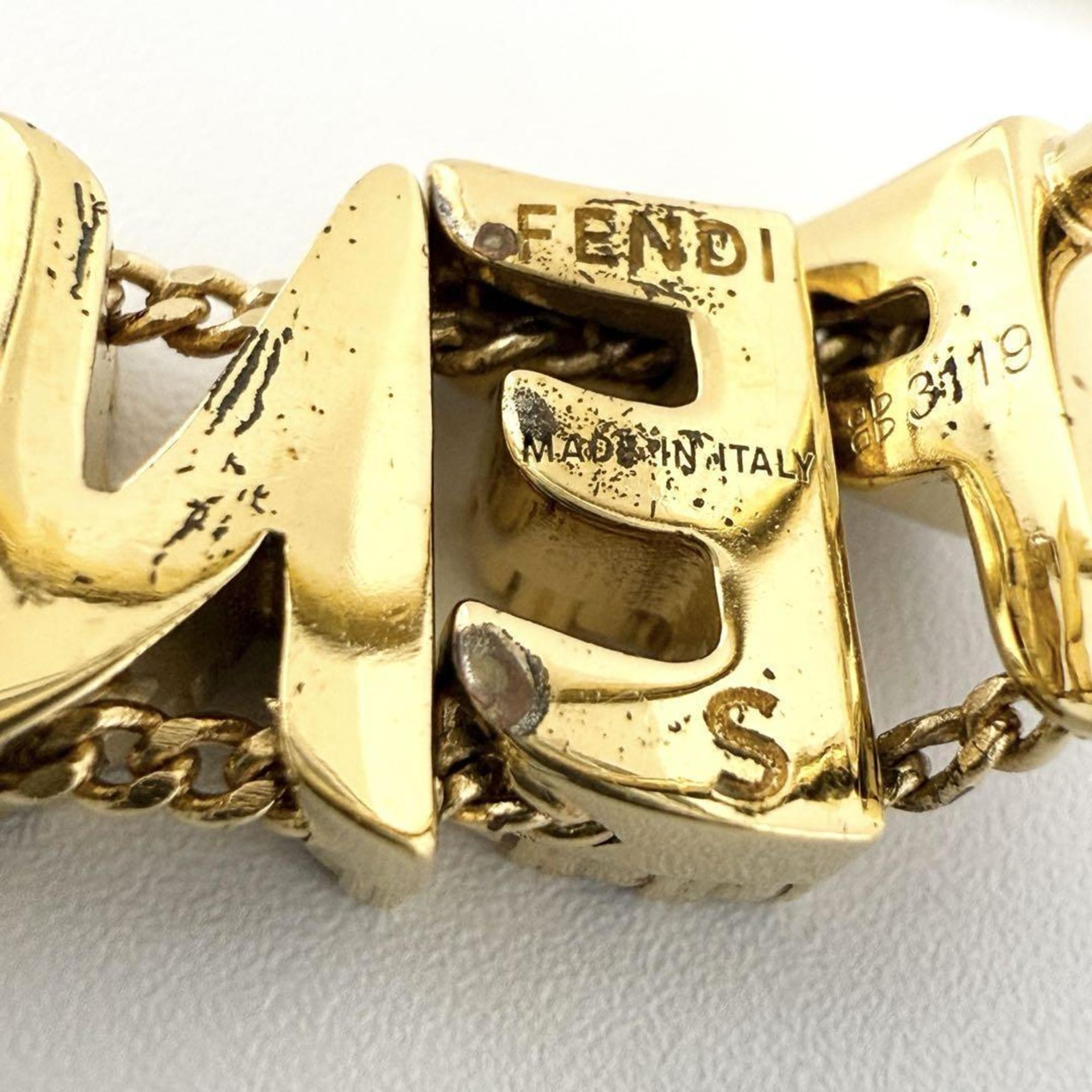 Fendi Metal Rhinestone Band Ring (Pre-Owned)