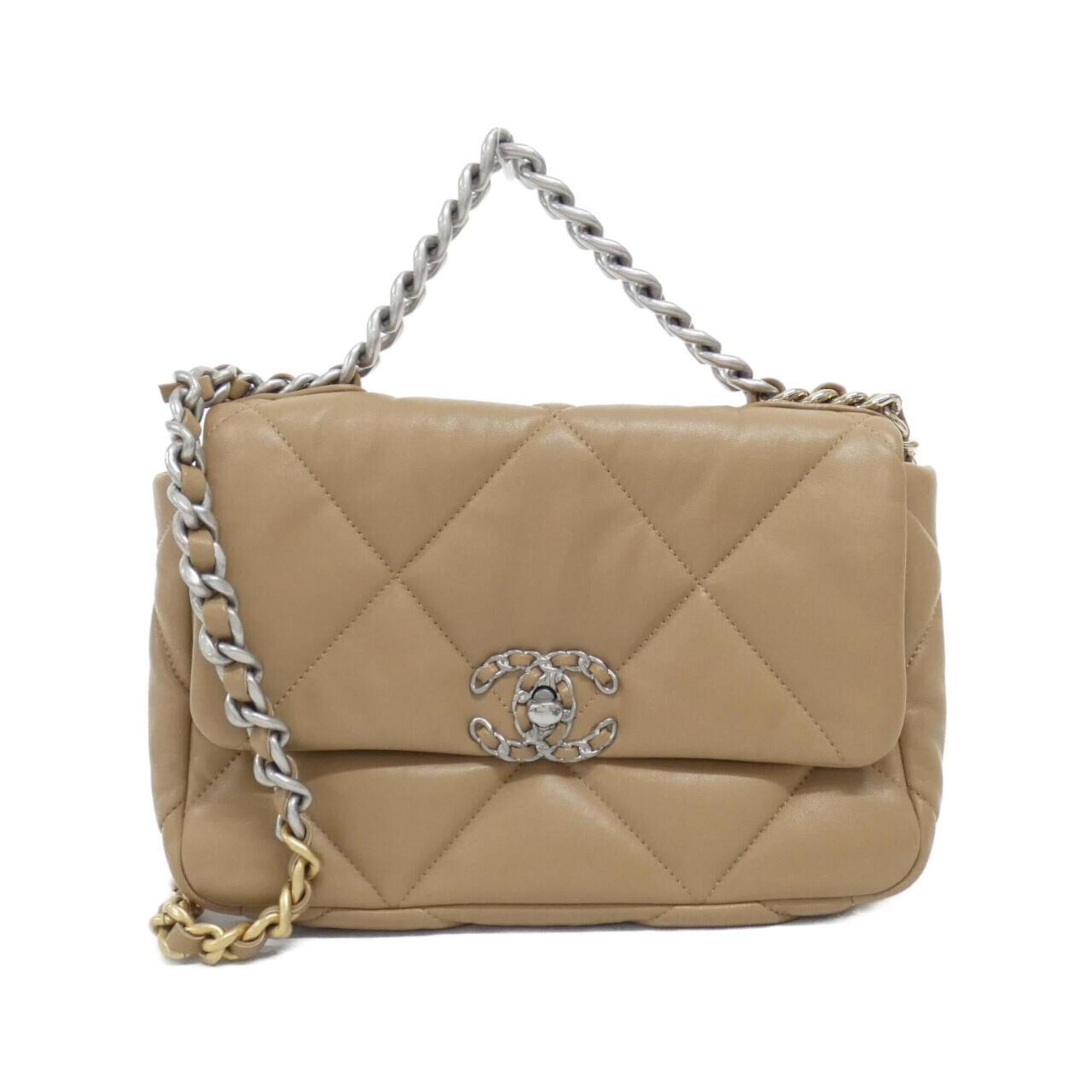 Chanel Dark Beige Leather Shoulder Bag (Pre-Owned)