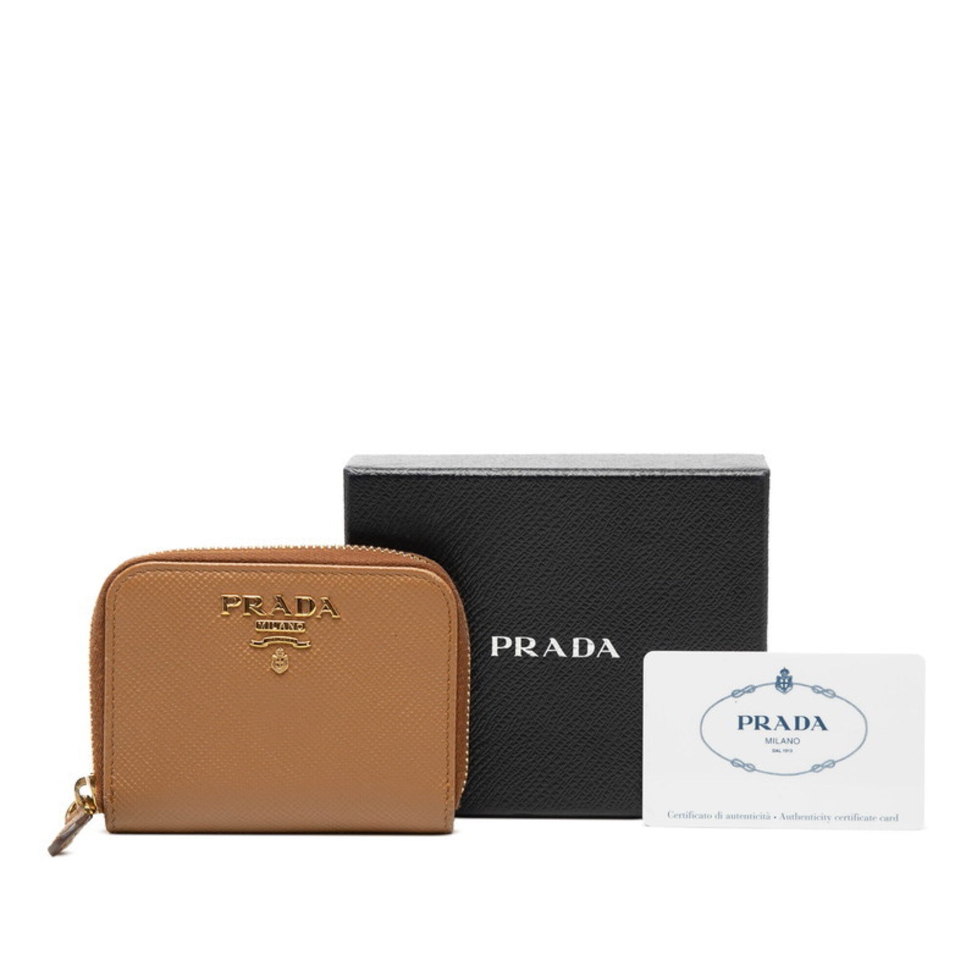 Prada Brown Leather Coin Purse/Coin Case (Pre-Owned)