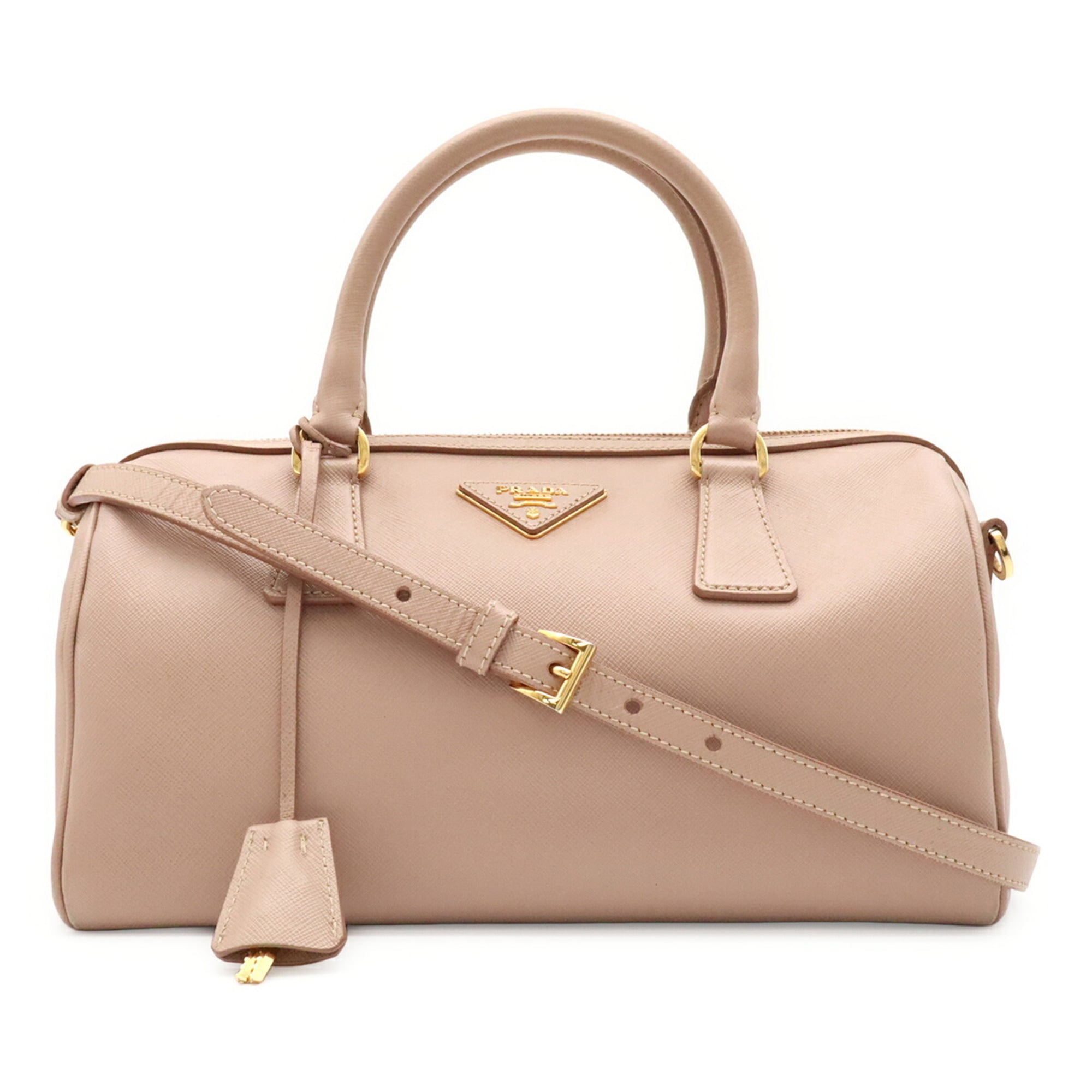 Prada Beige Pink Beige Saffiano Handbag Shoulder Bag (Pre-Owned)