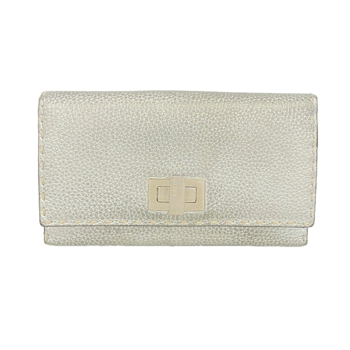 Fendi Silver Leather Long Wallet (Bi-Fold) (Pre-Owned)