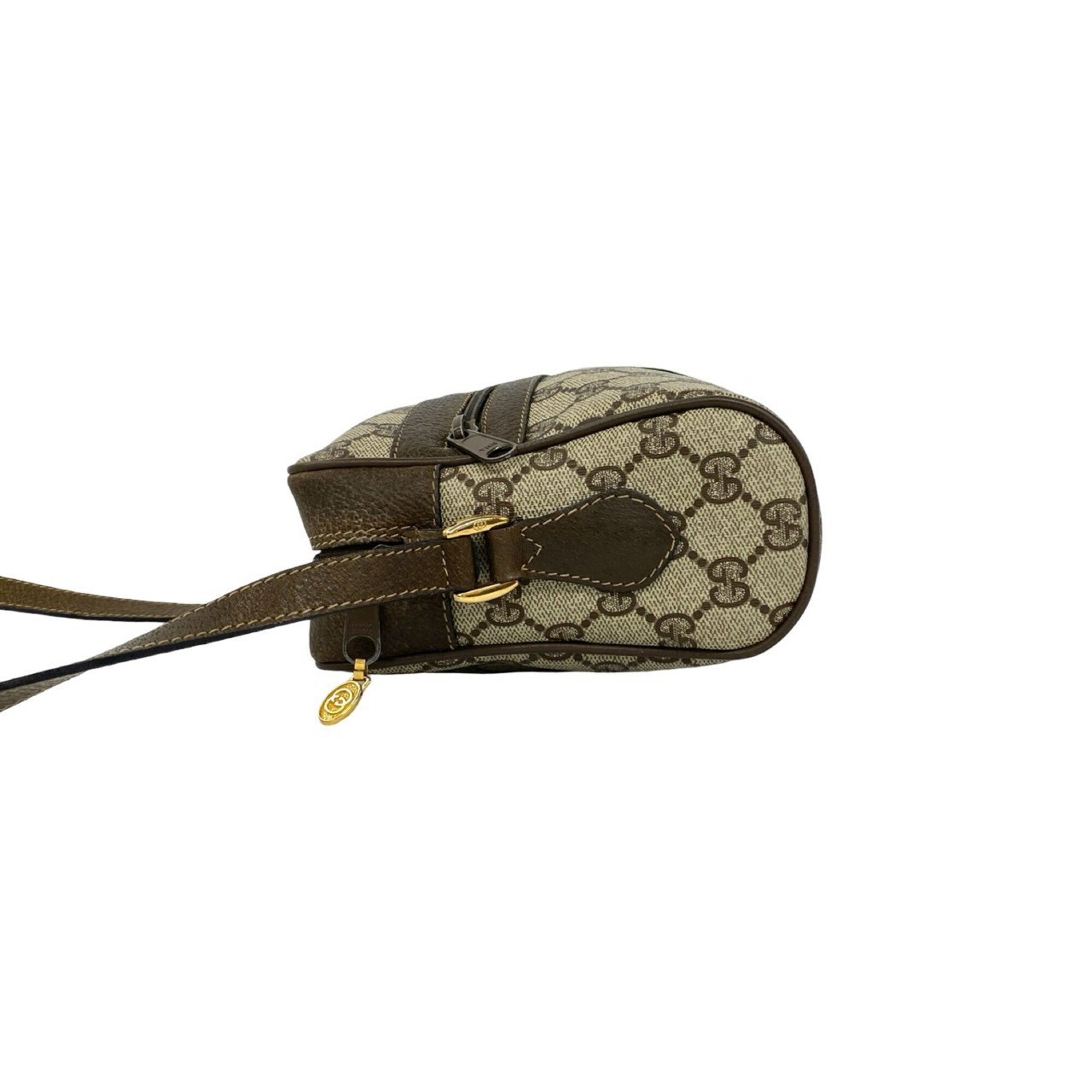 Gucci Brown Green Red Color Leather Pvc Shoulder Bag (Pre-Owned)