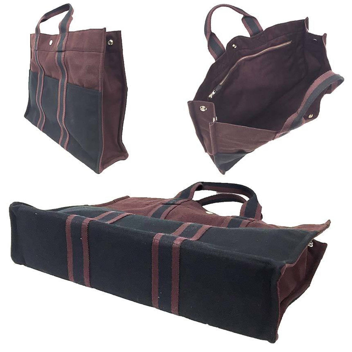 Hermes Black Bordeaux Canvas Tote Bag (Pre-Owned)