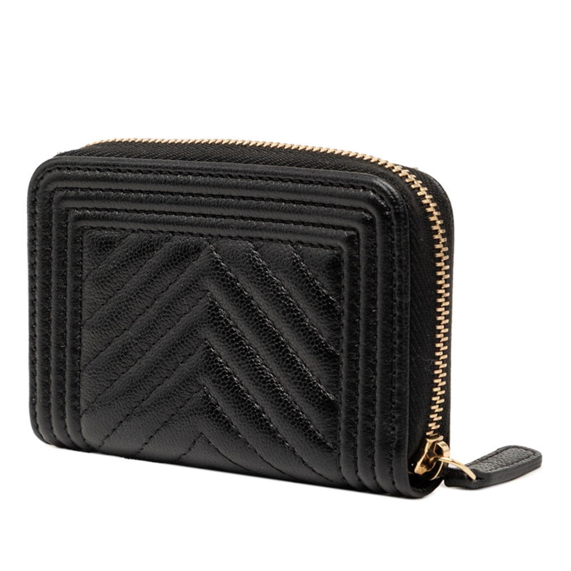 Chanel Boy Chanel Black Leather Coin Purse/Coin Case (Pre-Owned)