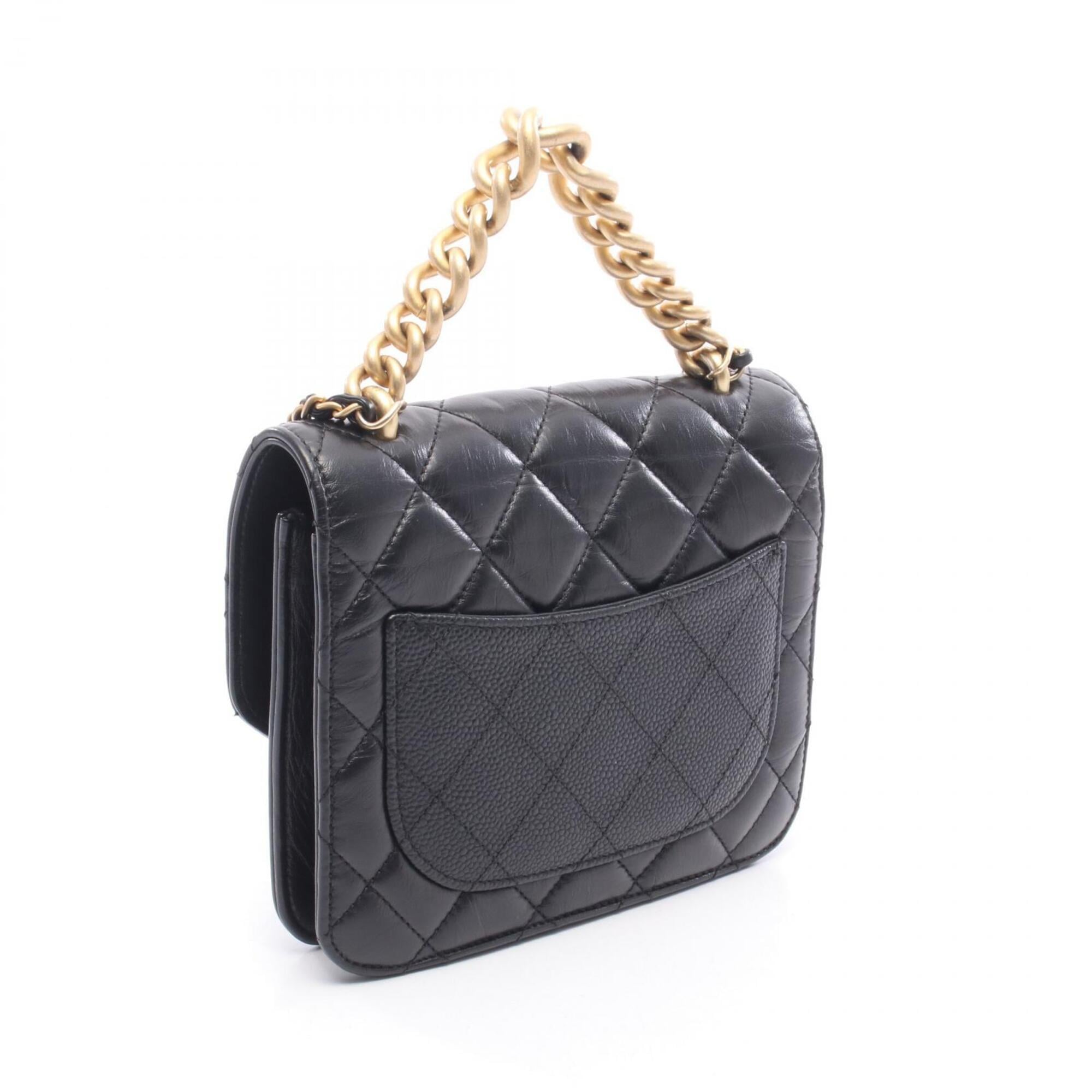 Chanel Matelasse Black Leather Handbag Shoulder Bag (Pre-Owned)