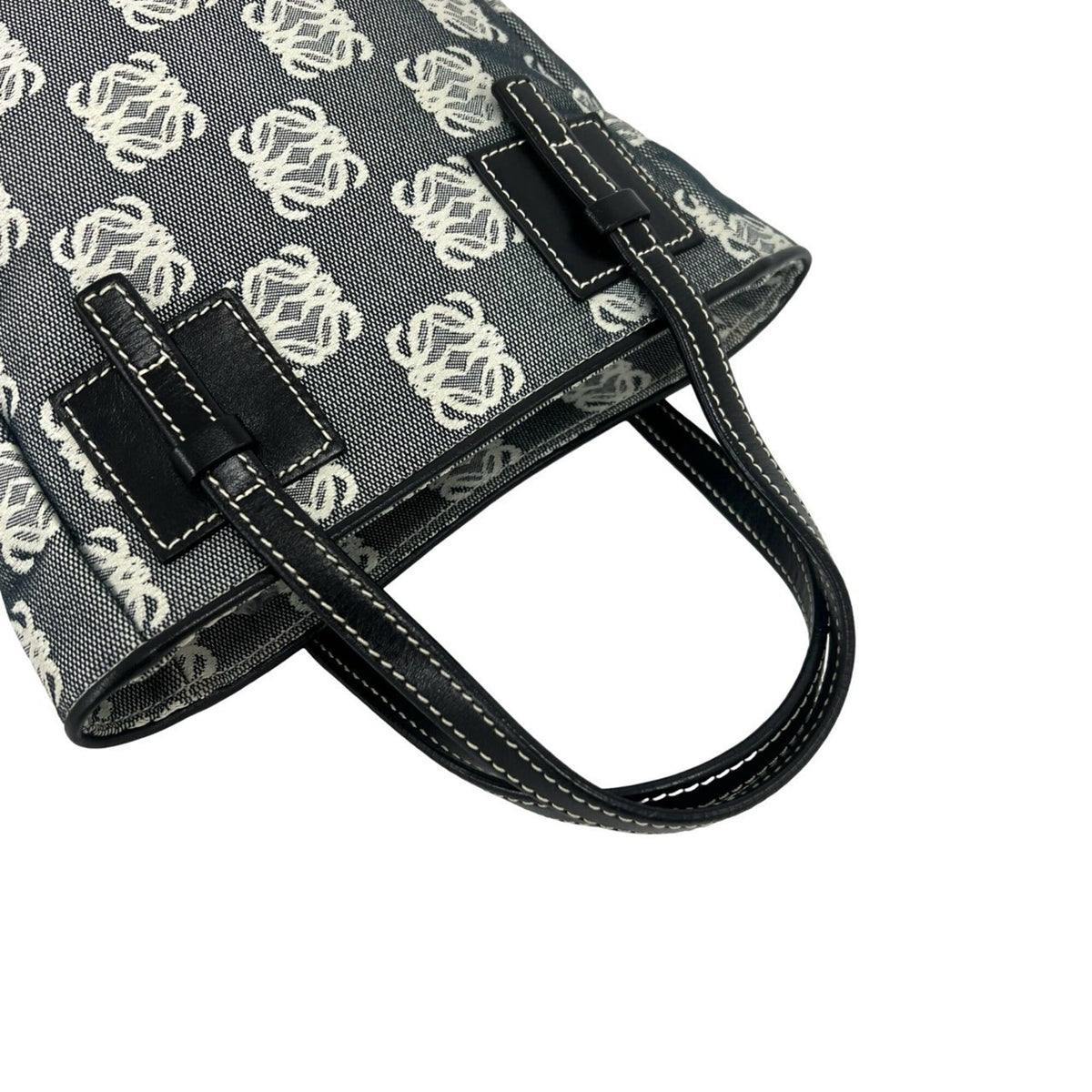 Loewe Black Gray Canvas Leather Handbag Tote Bag (Pre-Owned)