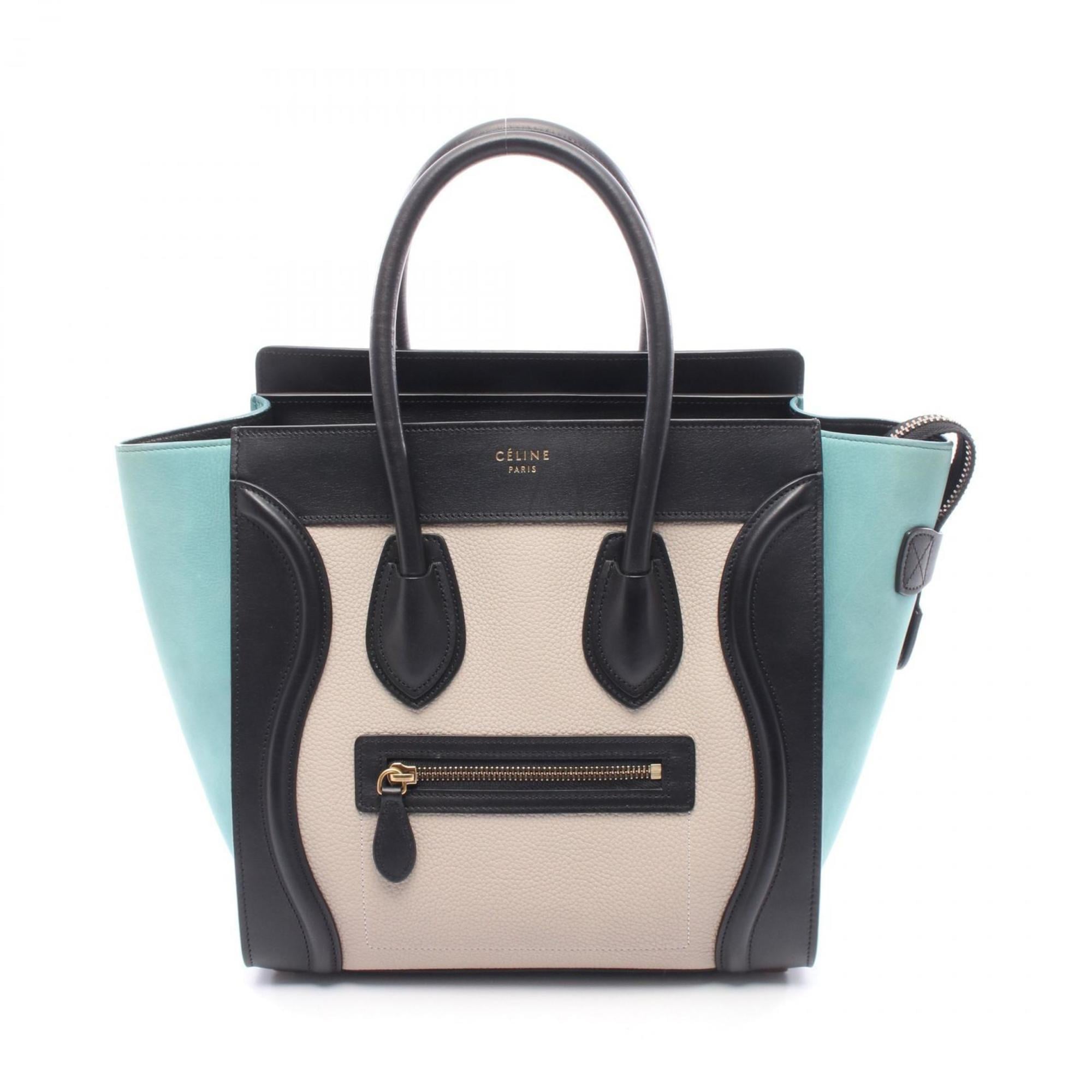 Celine Black Blue Ivory Leather Handbag Tote Bag (Pre-Owned)