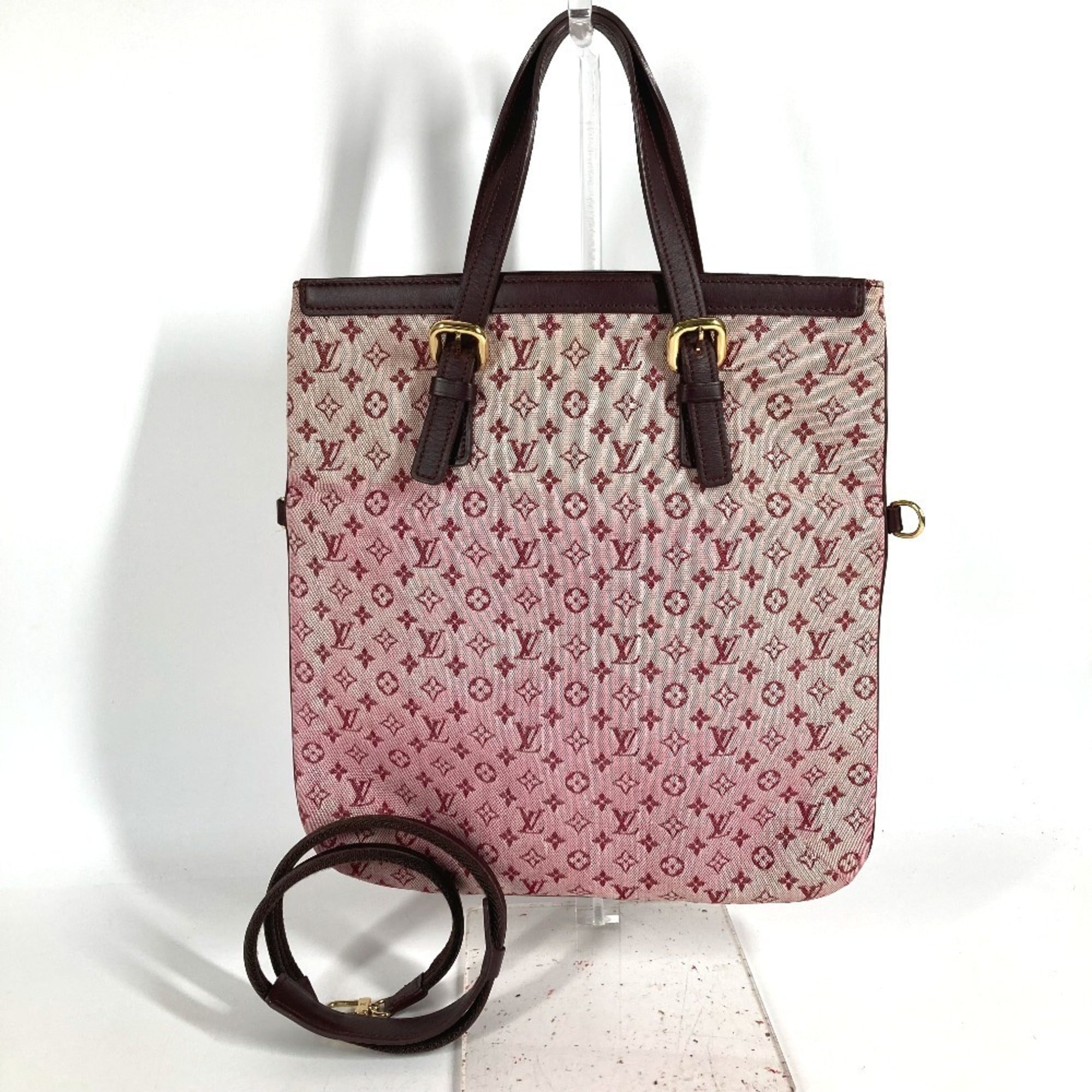 Louis Vuitton Red Color Monogram Mini Handbag Tote Bag (Pre-Owned)
