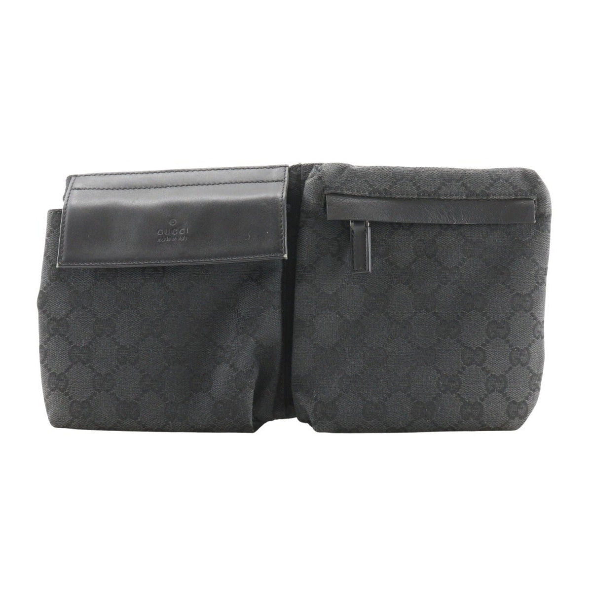 Gucci Black Gg Canvas Leather Sling Bag (Pre-Owned)