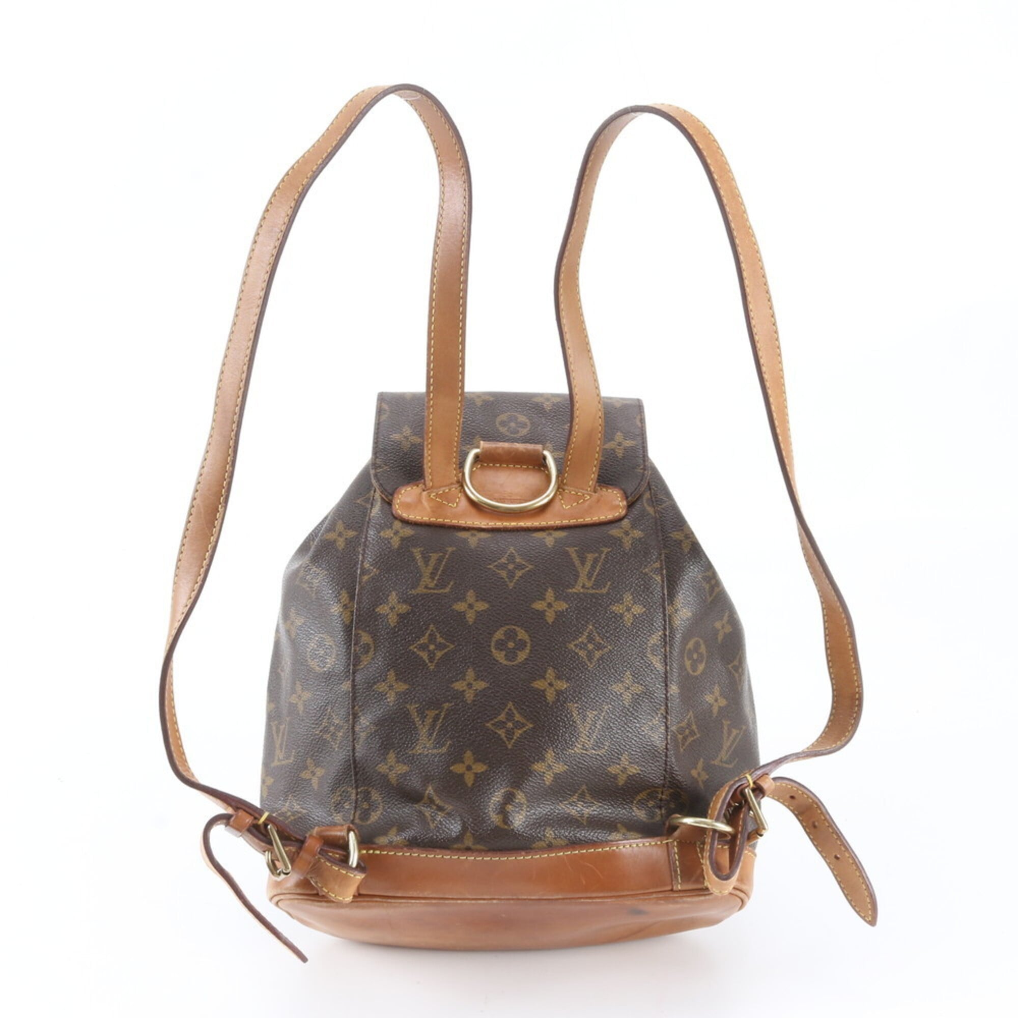 Louis Vuitton Brown Leather Coated Canvas Backpack Shoulder Bag (Pre-Owned)