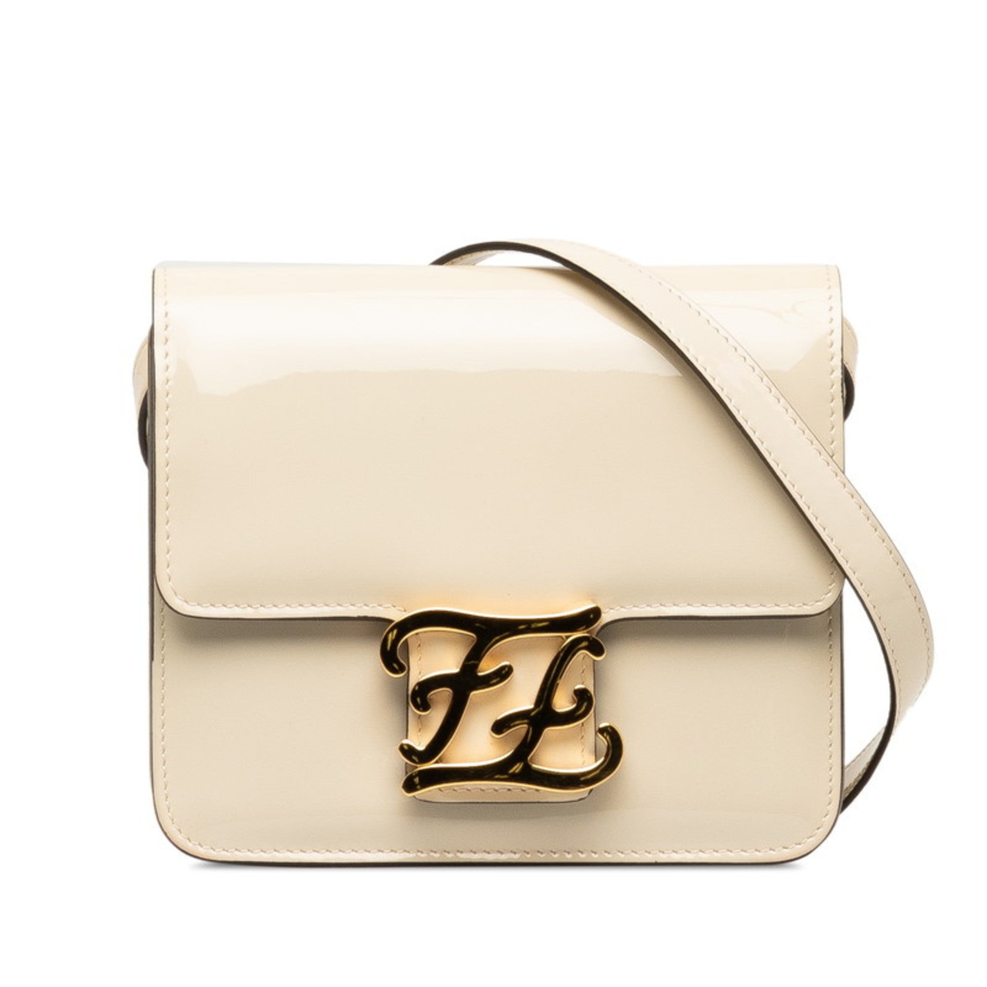 Fendi Ivory White Patent Leather Shoulder Bag (Pre-Owned)