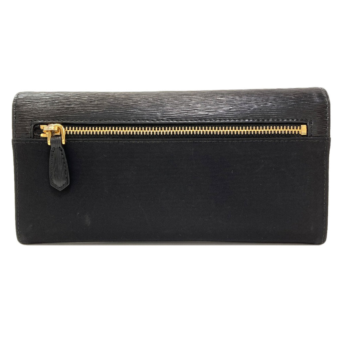 Prada Black Nylon Leather Long Wallet (Bi-Fold) (Pre-Owned)