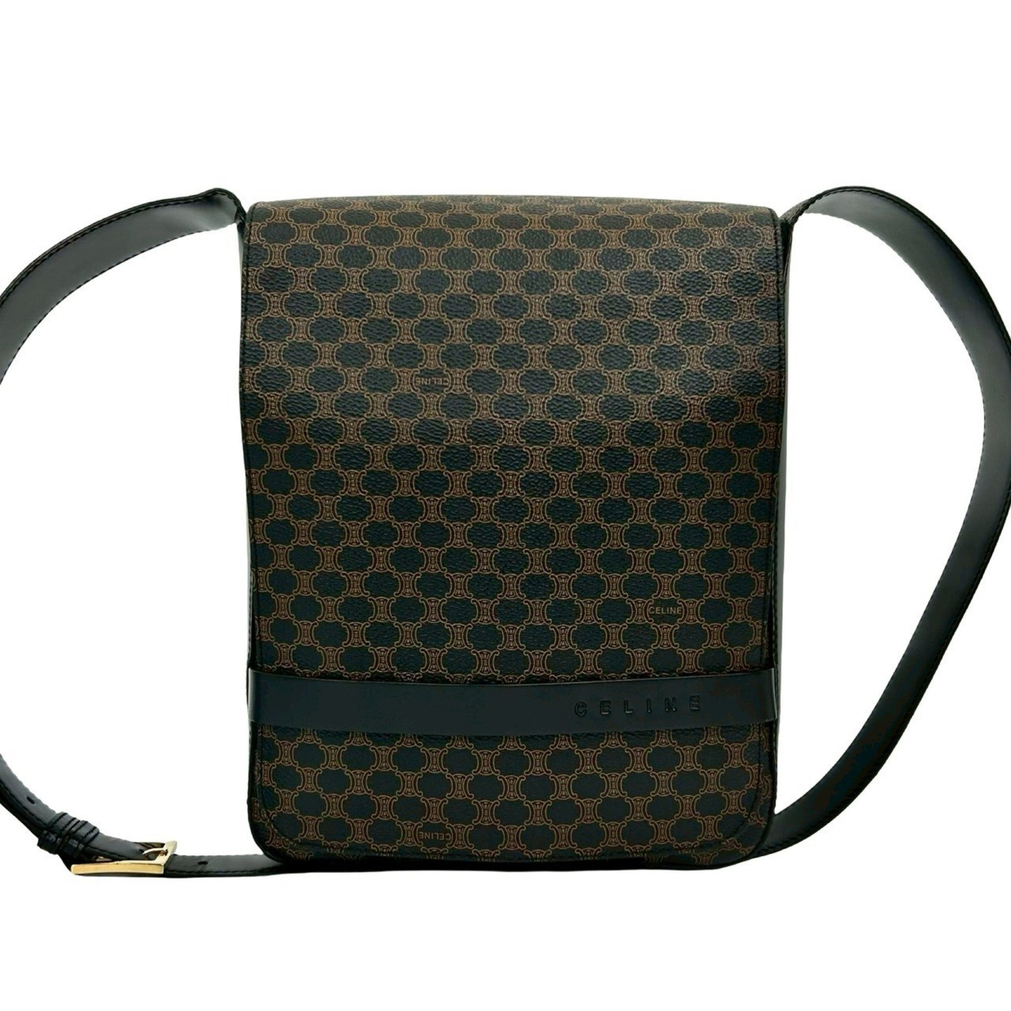 Celine Black Brown Leather Pvc Shoulder Bag (Pre-Owned)