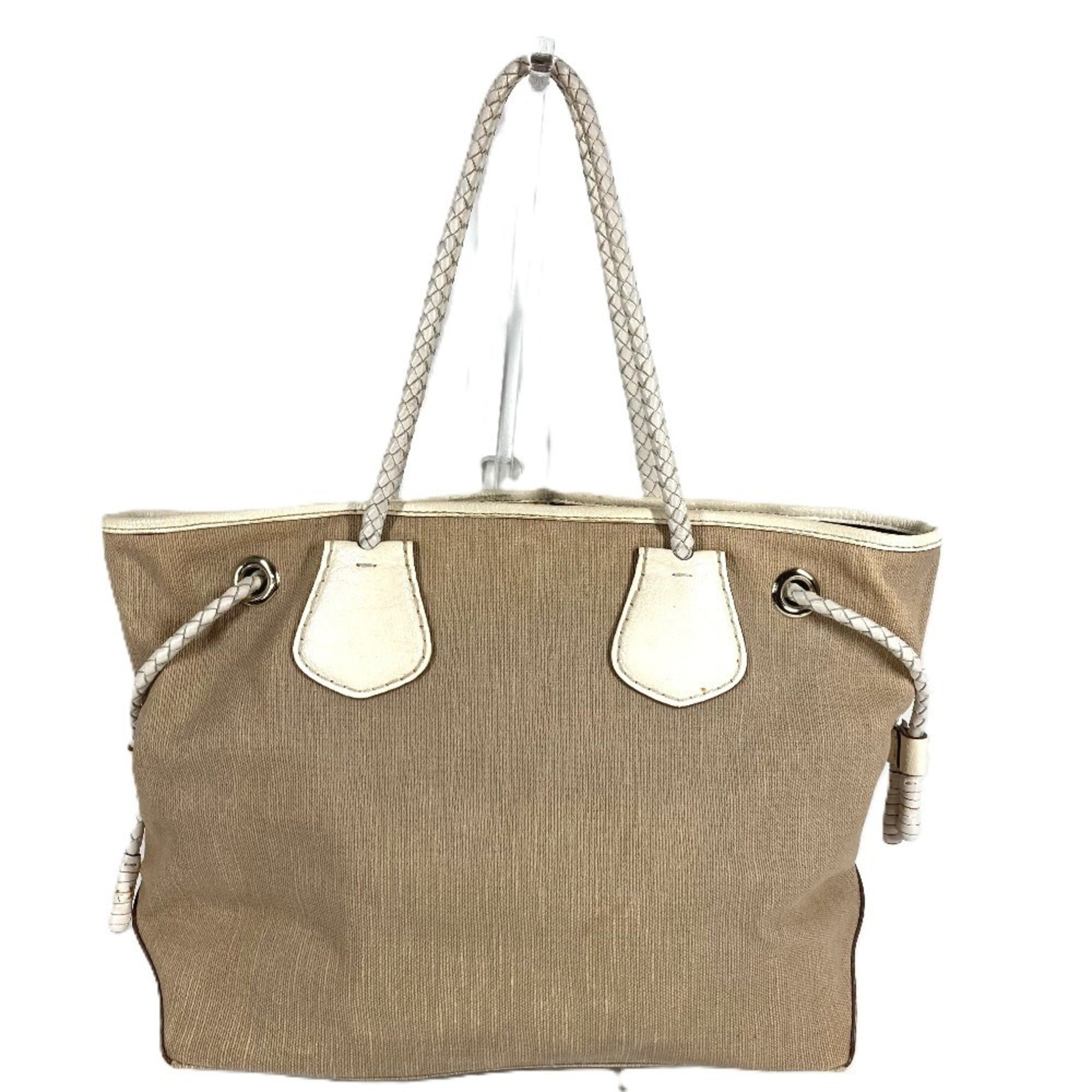 Celine Beige White Leather Shoulder Bag Tote Bag (Pre-Owned)
