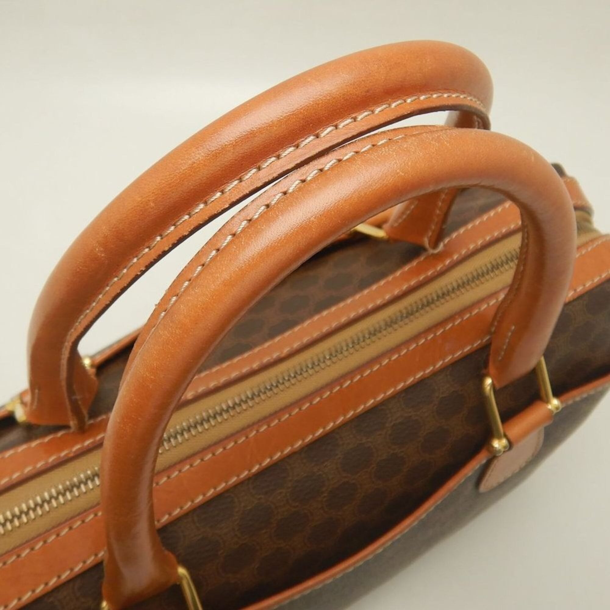Celine Macadam Brown Coated Canvas Leather Handbag (Pre-Owned)
