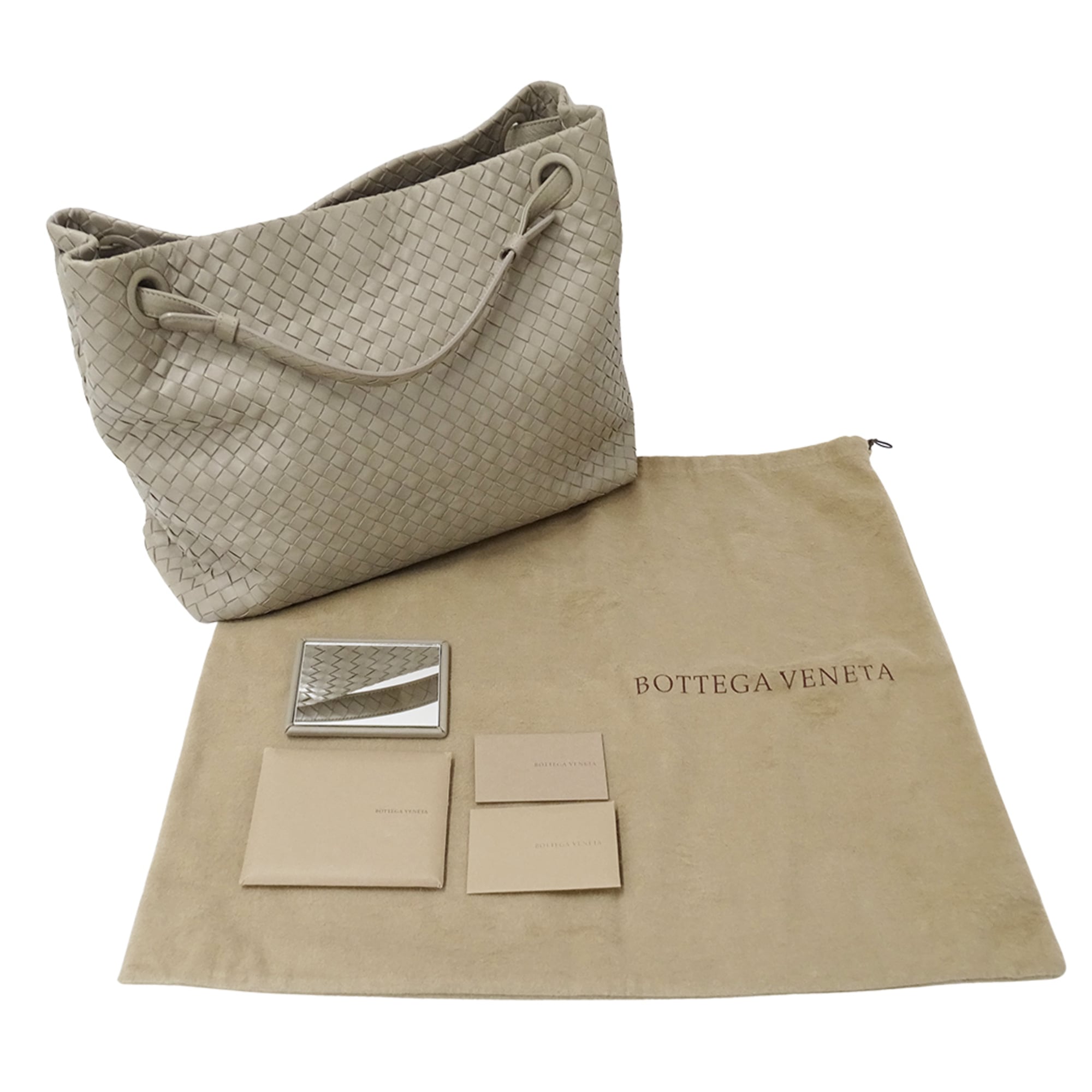 Bottega Veneta Beige Blue Intrecciato Handbag Tote Bag (Pre-Owned)