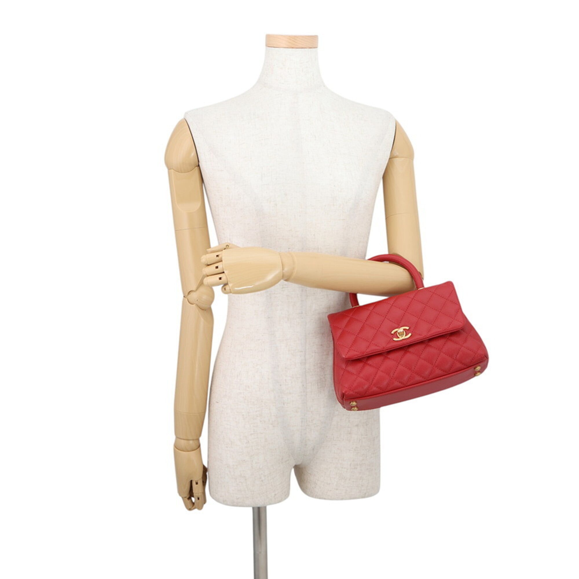 Chanel Red Color Grained Calfskin Handbag Shoulder Bag (Pre-Owned)