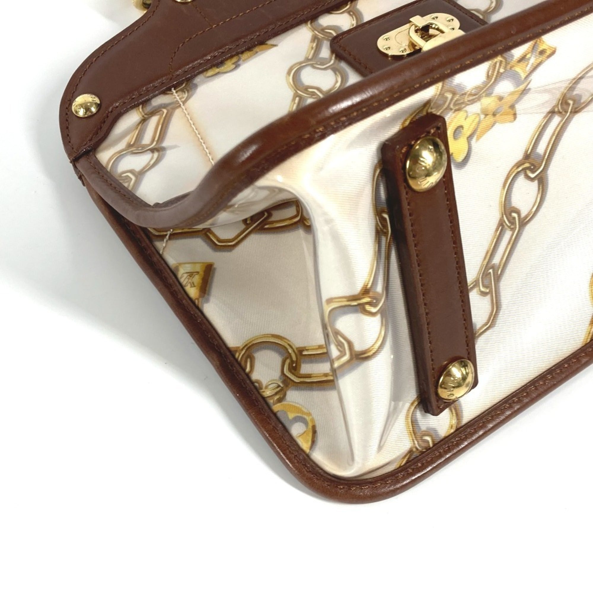 Louis Vuitton Brown White Vinyl Leather Handbag Shoulder Bag Tote Bag (Pre-Owned)