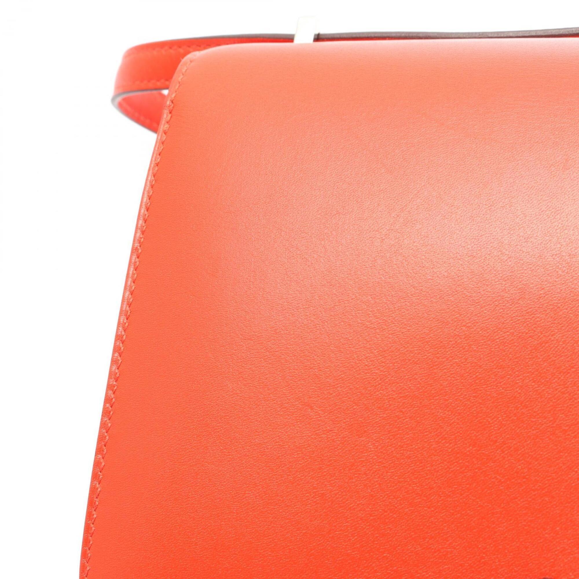Hermes Red Color Tadelakt Leather Handbag Shoulder Bag (Pre-Owned)
