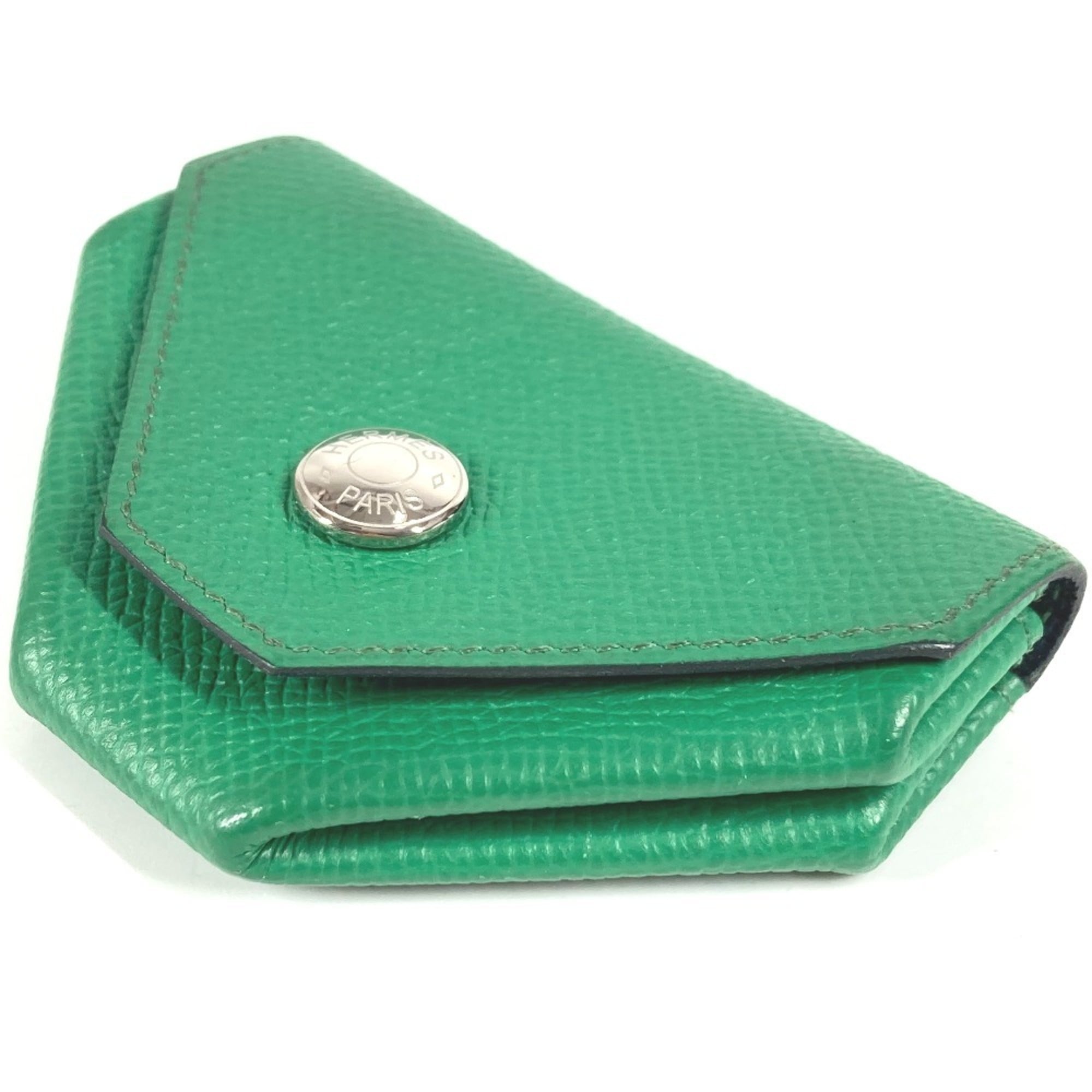 Hermes Green Navy Leather Coin Purse/Coin Case (Pre-Owned)