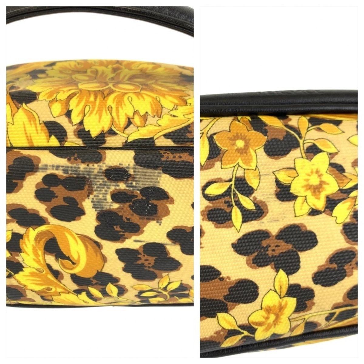 Versace Black Yellow Pvc Handbag Pouch Vanity Bag (Pre-Owned)