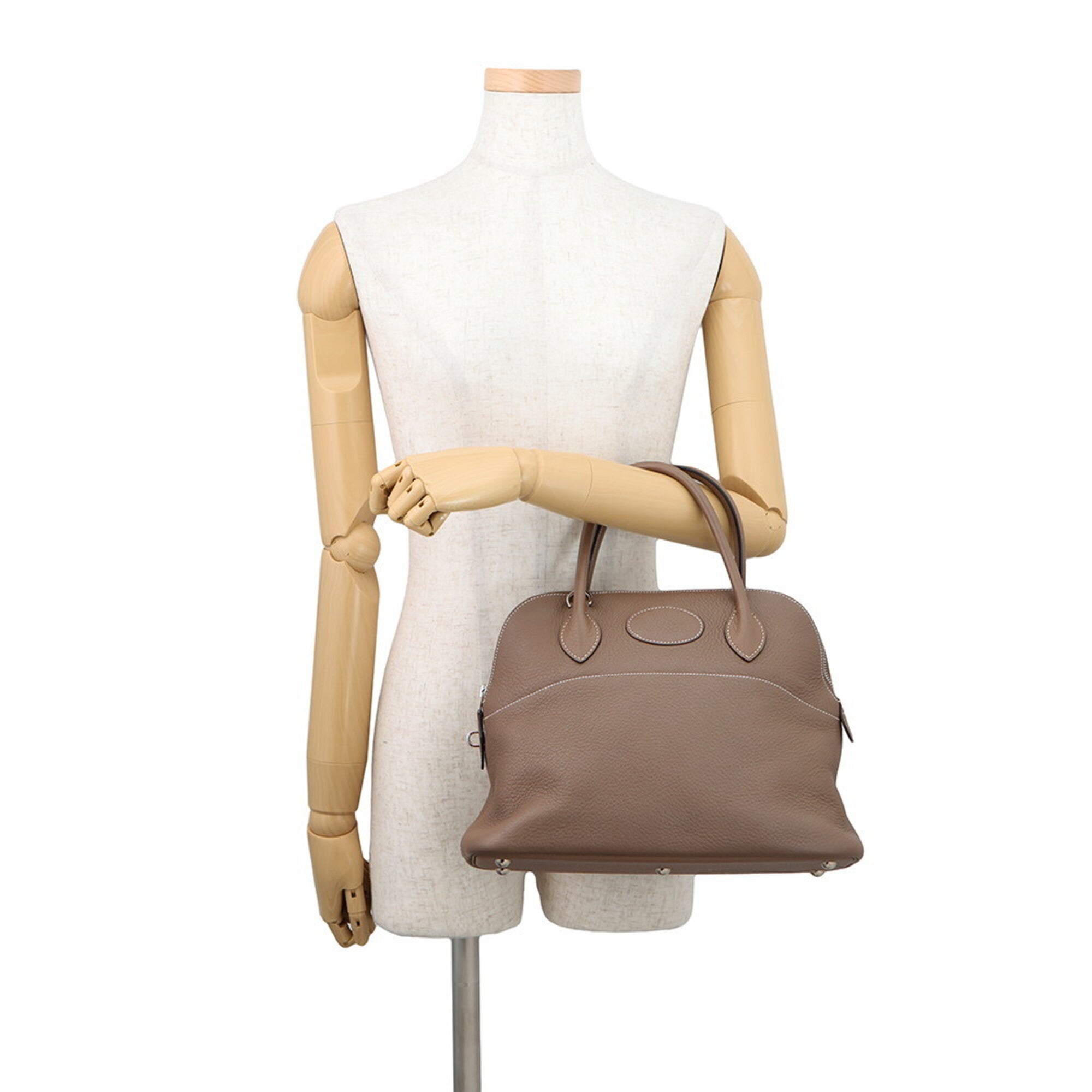 Hermes Etoupe Gray Taurillon Clemence Leather Handbag (Pre-Owned)