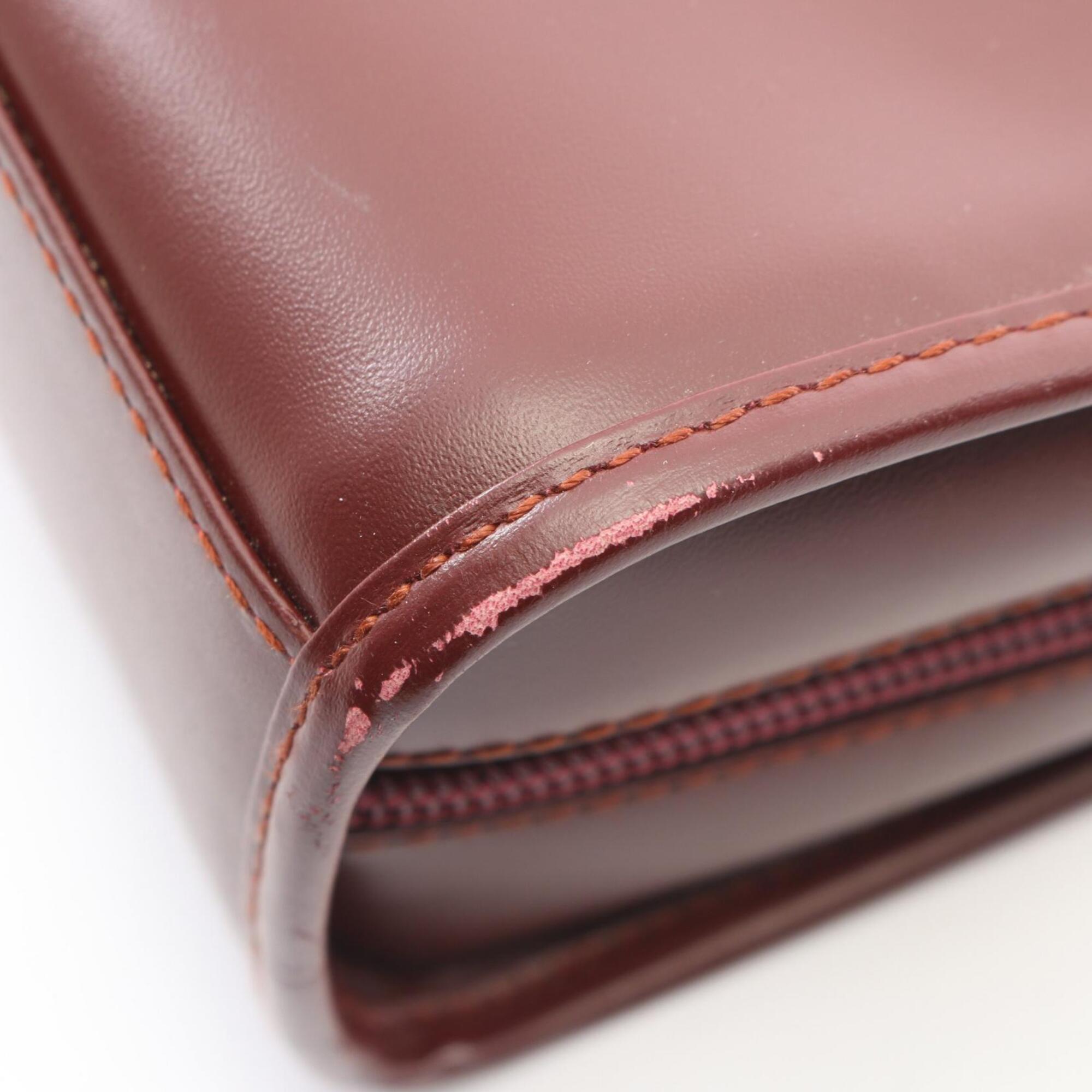 Cartier Bordeaux Leather Clutch Bag Handbag (Pre-Owned)
