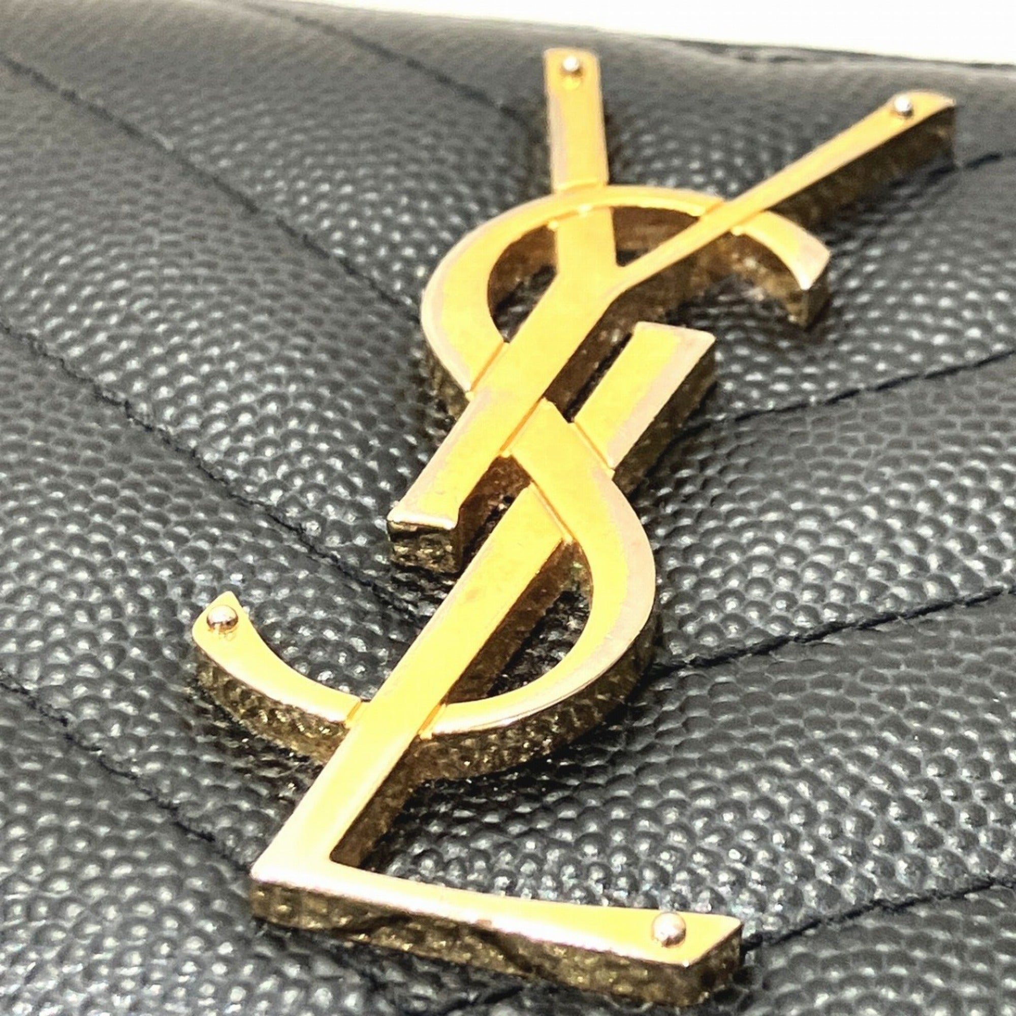 Yves Saint Laurent Black Leather Coin Purse/Coin Case (Pre-Owned)