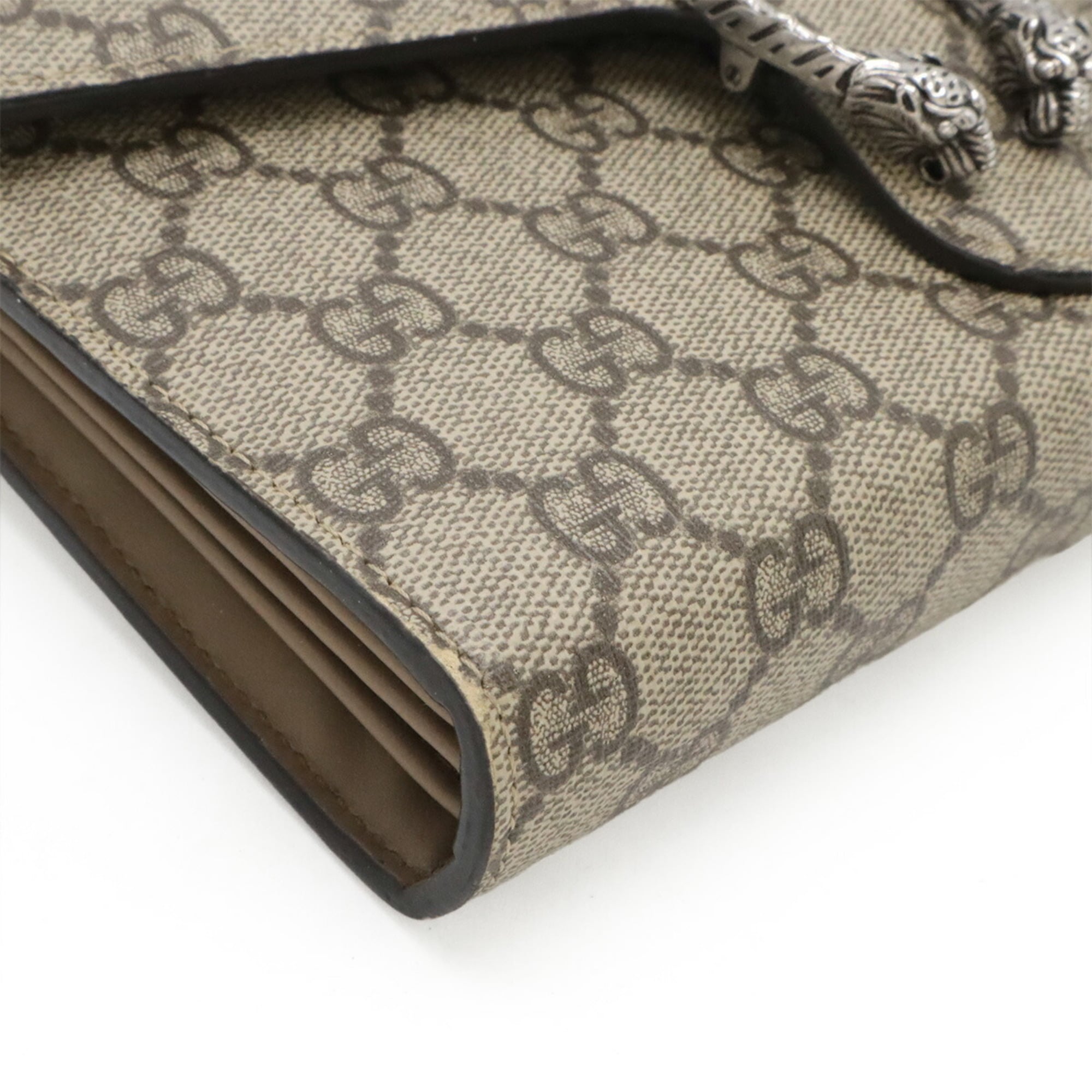 Gucci Beige Coated Canvas Leather Chain/Shoulder Wallet (Pre-Owned)