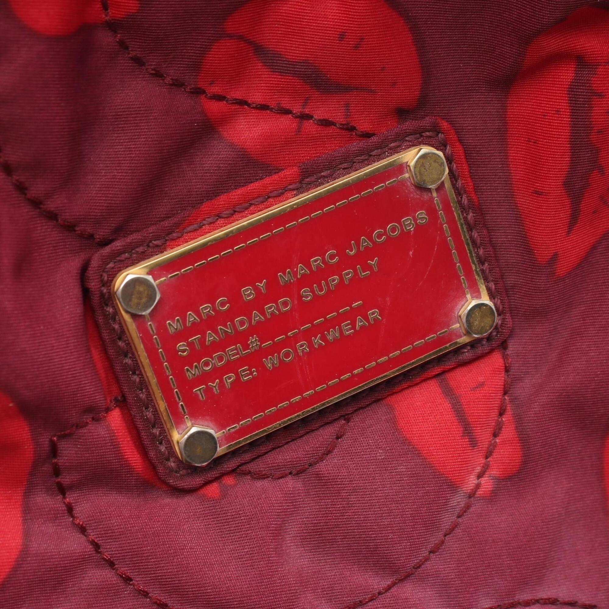Marc By Marc Jacobs Bordeaux Red Color Nylon Handbag Tote Bag (Pre-Owned)