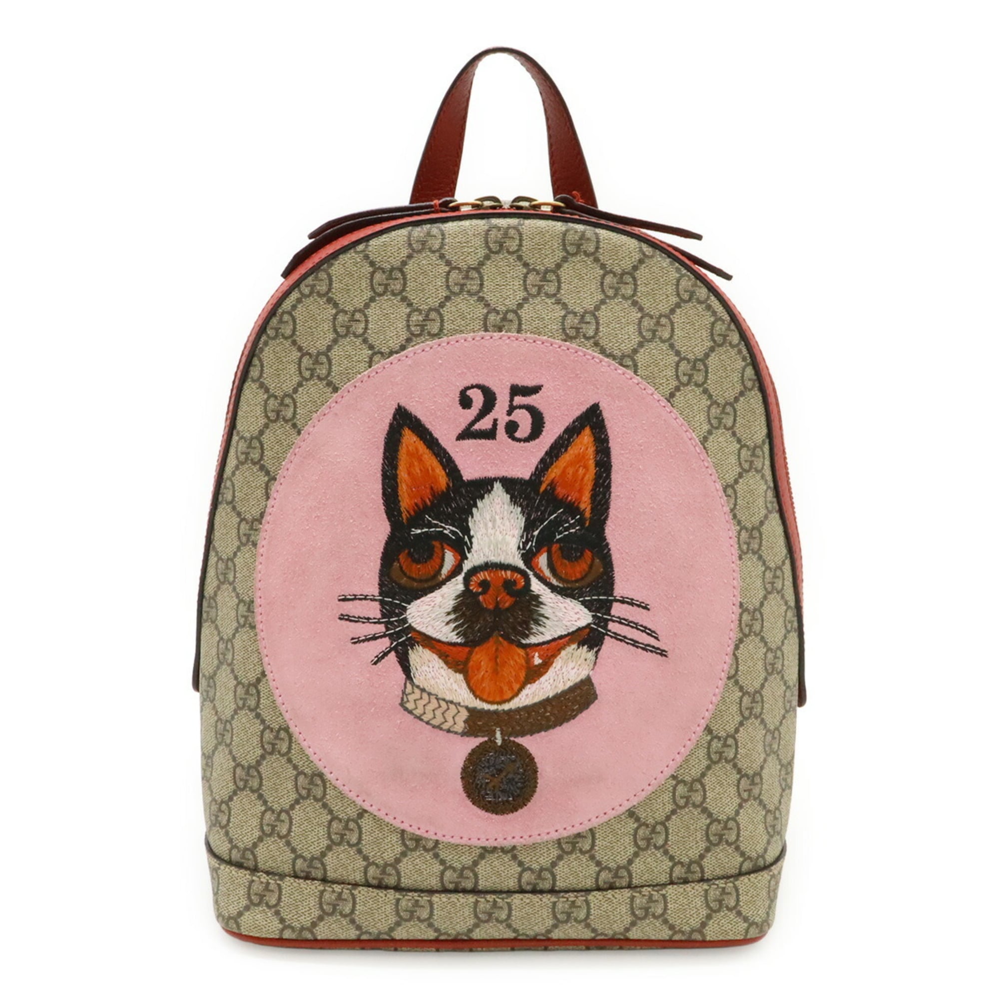 Gucci Beige Green Pink Gg Supreme Backpack (Pre-Owned)