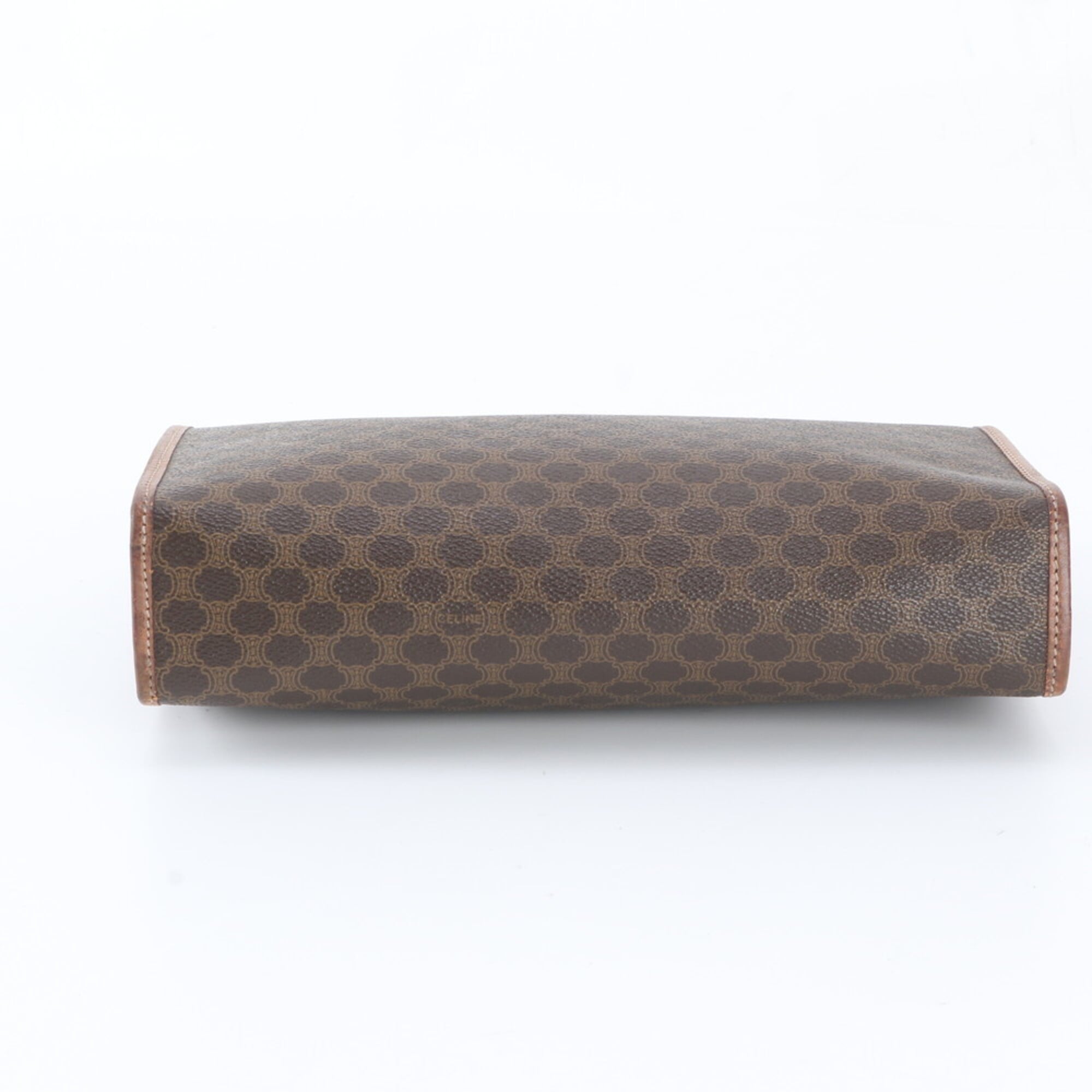 Celine Macadam Brown Coated Canvas Leather Handbag Pouch (Pre-Owned)