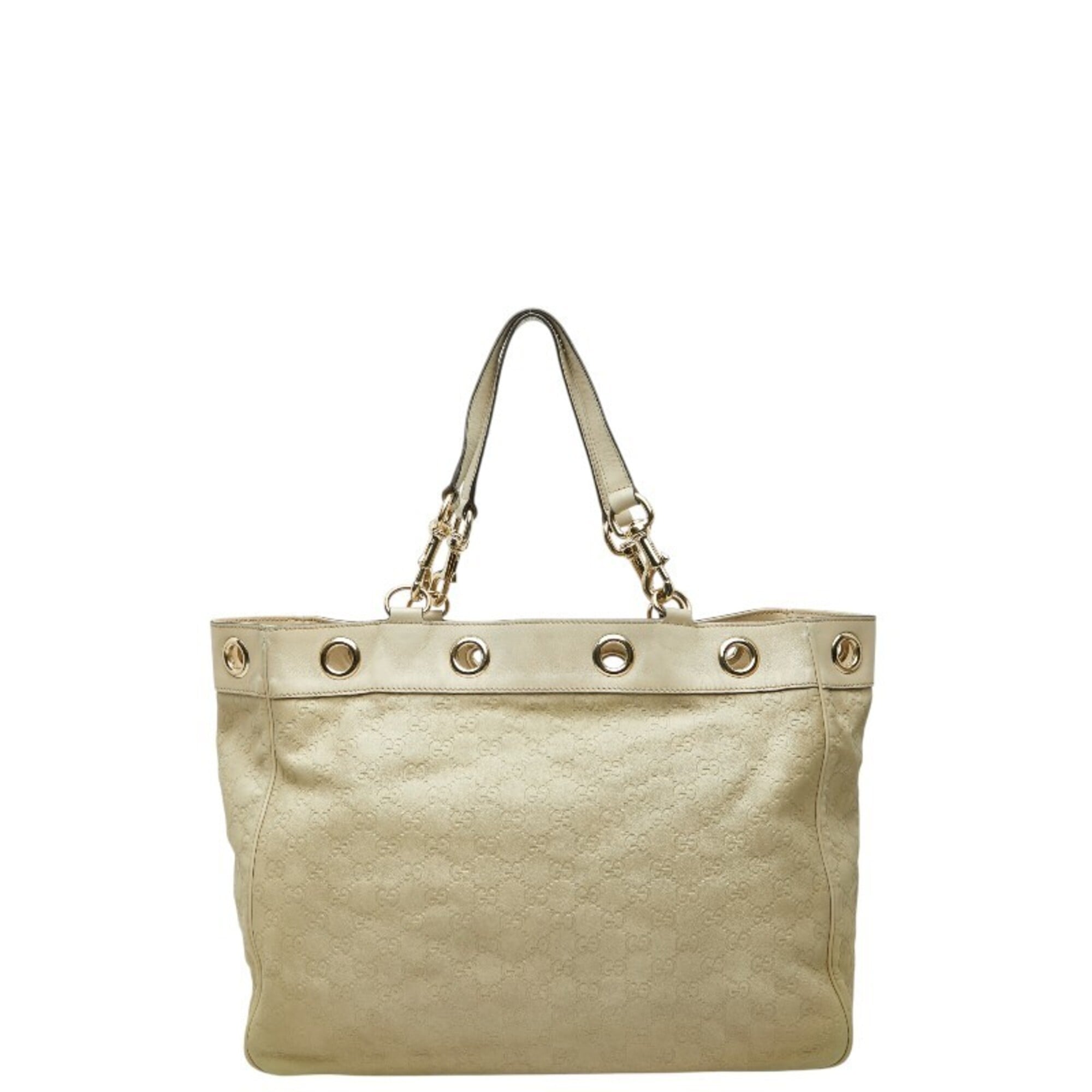 Gucci Beige Canvas Leather Handbag Tote Bag (Pre-Owned)
